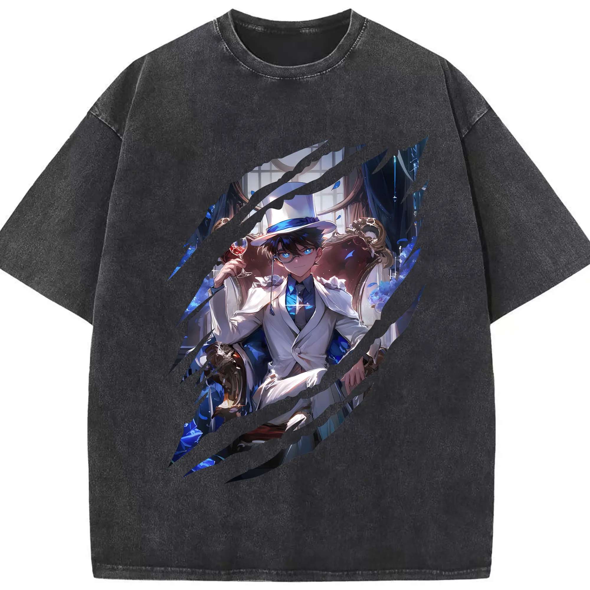 名探偵コナン グッズ 江戸川 コナン - 綿100％ ヴィンテージ風 半袖Tシャツ ・ フロントプリント ・ 柔らか肌触り ・ 通気性 快適 ・ スポーツ カジュアル 外出用