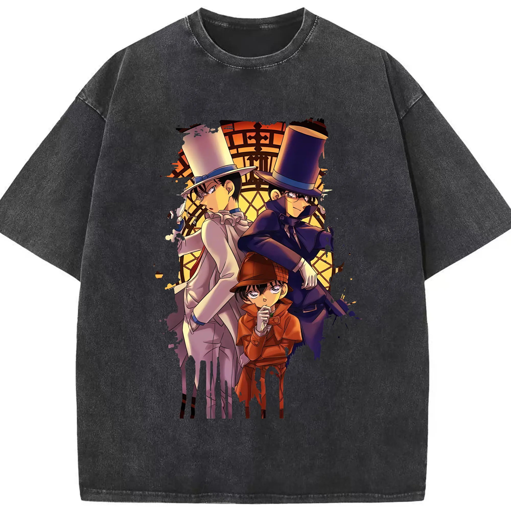 名探偵コナン グッズ 江戸川 コナン - 綿100％ ヴィンテージ風 半袖Tシャツ ・ フロントプリント ・ 柔らか肌触り ・ 通気性 快適 ・ スポーツ カジュアル 外出用