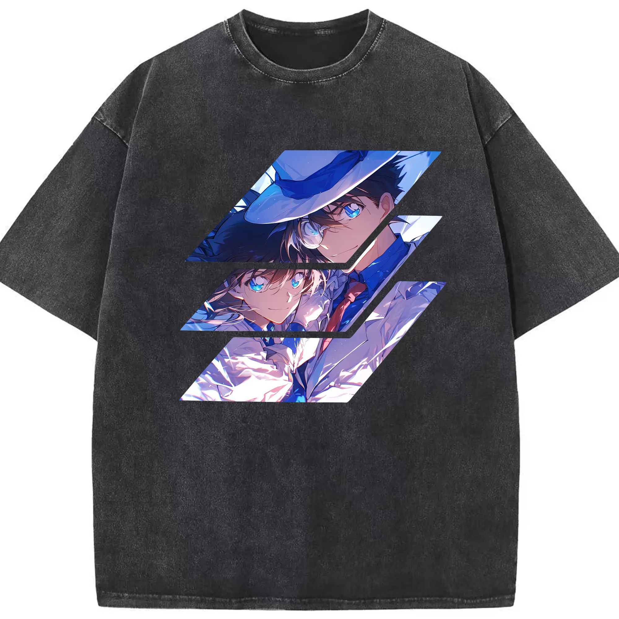 名探偵コナン グッズ 江戸川 コナン - 綿100％ ヴィンテージ風 半袖Tシャツ ・ フロントプリント ・ 柔らか肌触り ・ 通気性 快適 ・ スポーツ カジュアル 外出用