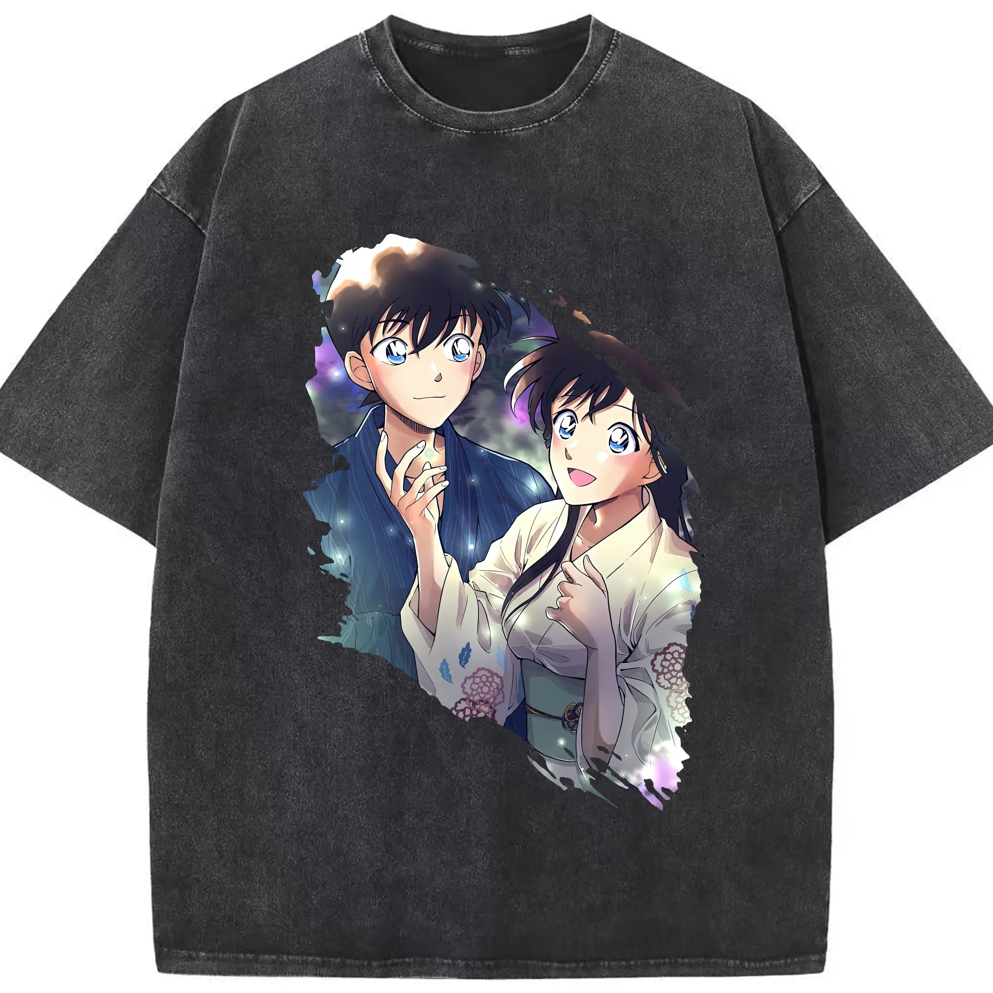 名探偵コナン グッズ 江戸川 コナン - 綿100％ ヴィンテージ風 半袖Tシャツ ・ フロントプリント ・ 柔らか肌触り ・ 通気性 快適 ・ スポーツ カジュアル 外出用