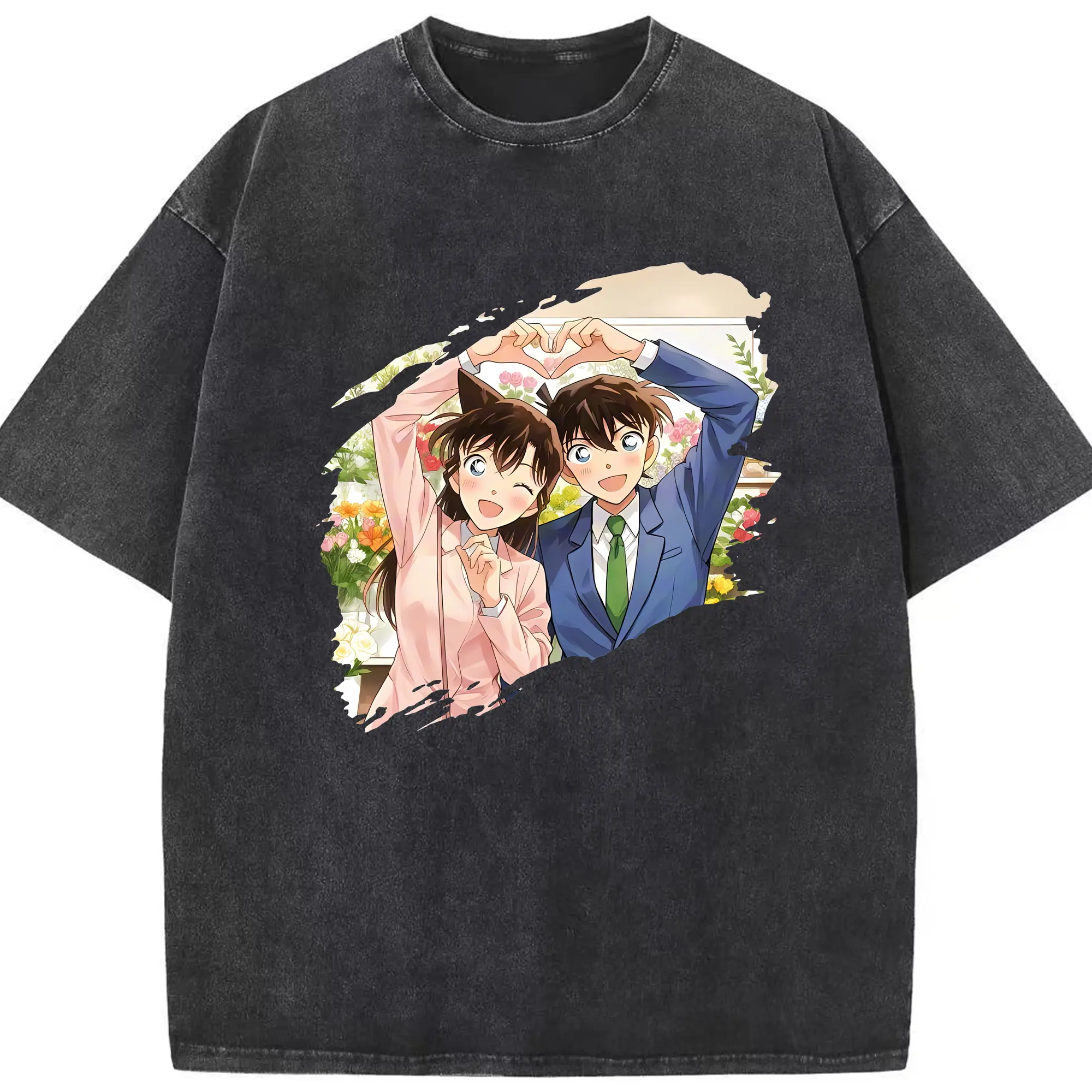 名探偵コナン グッズ 江戸川 コナン - 綿100％ ヴィンテージ風 半袖Tシャツ ・ フロントプリント ・ 柔らか肌触り ・ 通気性 快適 ・ スポーツ カジュアル 外出用