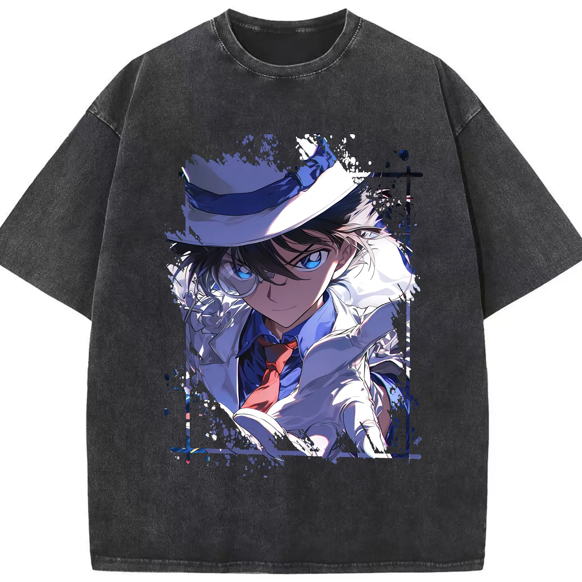 名探偵コナン グッズ 江戸川 コナン - 綿100％ ヴィンテージ風 半袖Tシャツ ・ フロントプリント ・ 柔らか肌触り ・ 通気性 快適 ・ スポーツ カジュアル 外出用