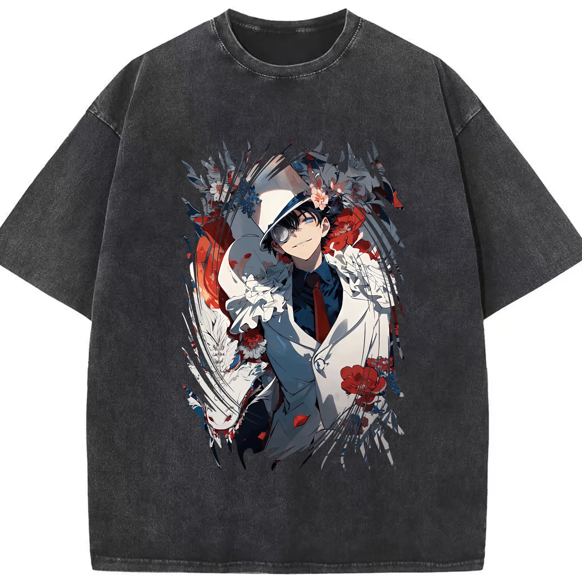 名探偵コナン グッズ 江戸川 コナン - 綿100％ ヴィンテージ風 半袖Tシャツ ・ フロントプリント ・ 柔らか肌触り ・ 通気性 快適 ・ スポーツ カジュアル 外出用