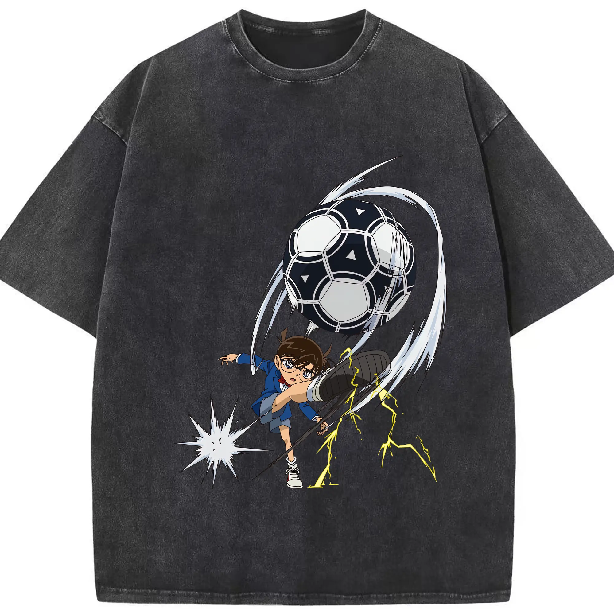 名探偵コナン グッズ 江戸川 コナン - 綿100％ ヴィンテージ風 半袖Tシャツ ・ フロントプリント ・ 柔らか肌触り ・ 通気性 快適 ・ スポーツ カジュアル 外出用