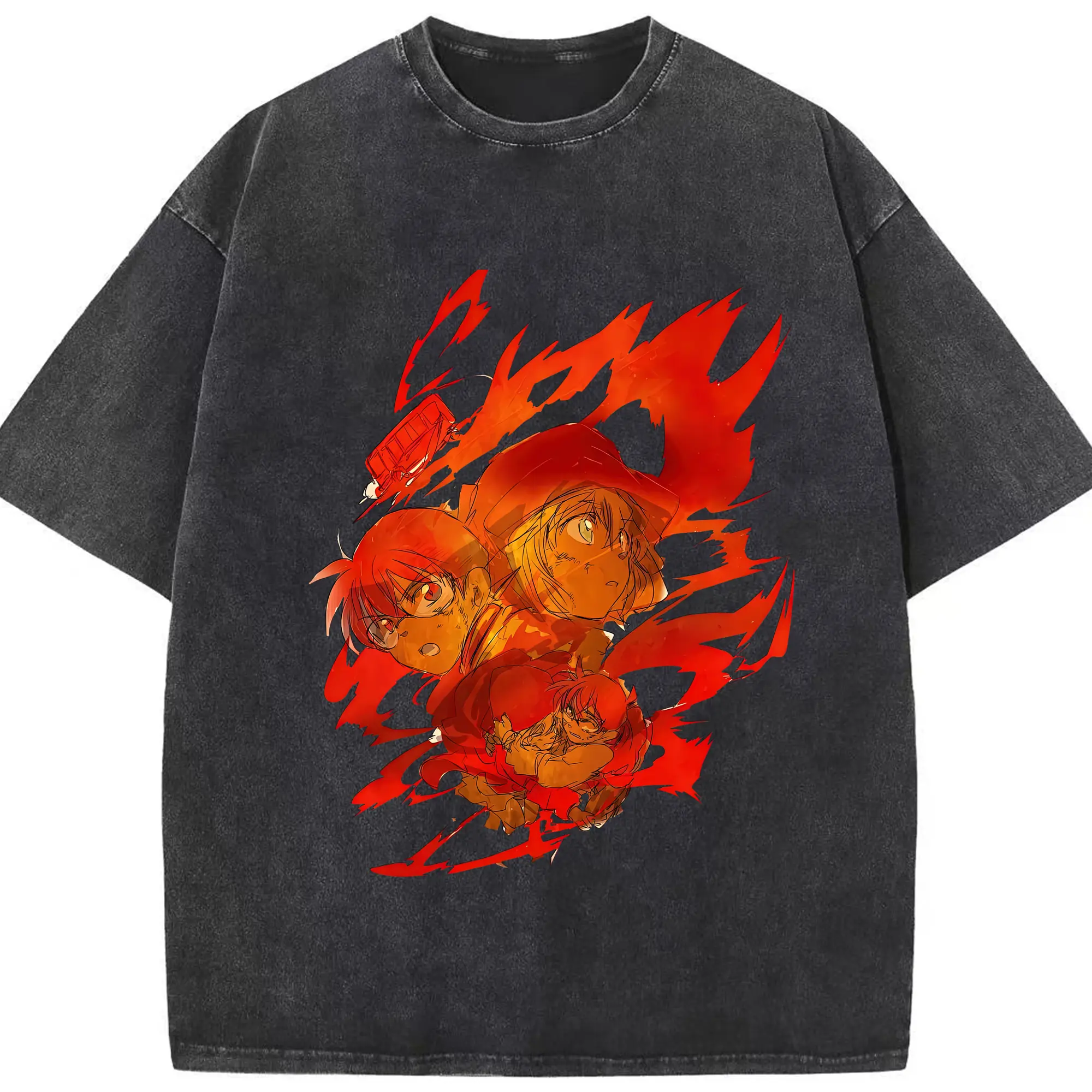 名探偵コナン グッズ 江戸川 コナン - 綿100％ ヴィンテージ風 半袖Tシャツ ・ フロントプリント ・ 柔らか肌触り ・ 通気性 快適 ・ スポーツ カジュアル 外出用