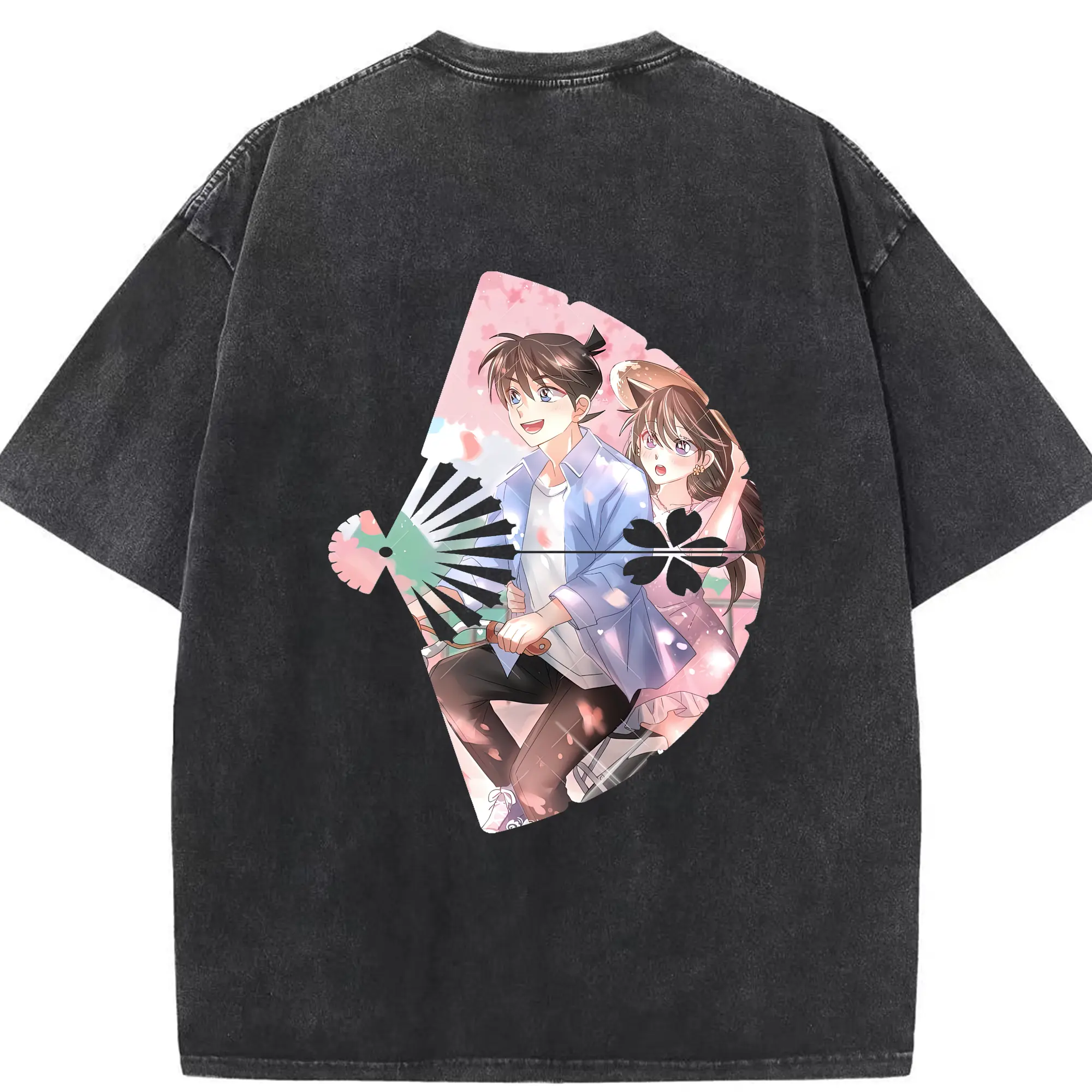 名探偵コナン グッズ 江戸川 コナン - 綿100％ ヴィンテージ風 半袖Tシャツ ・ 背面プリント ・ 柔らか肌触り ・ 通気性 快適 ・ スポーツ カジュアル 外出用