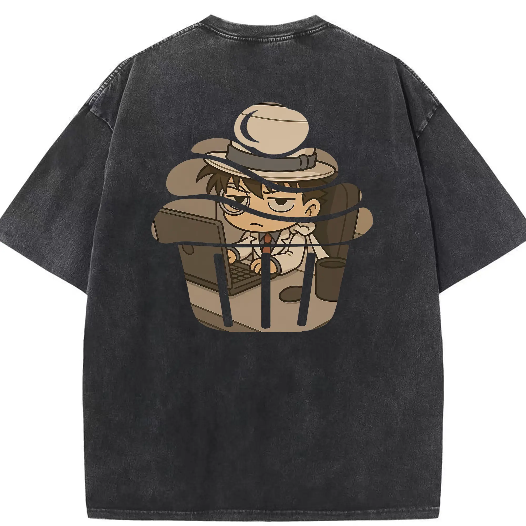 名探偵コナン グッズ 江戸川 コナン - 綿100％ ヴィンテージ風 半袖Tシャツ ・ 背面プリント ・ 柔らか肌触り ・ 通気性 快適 ・ スポーツ カジュアル 外出用