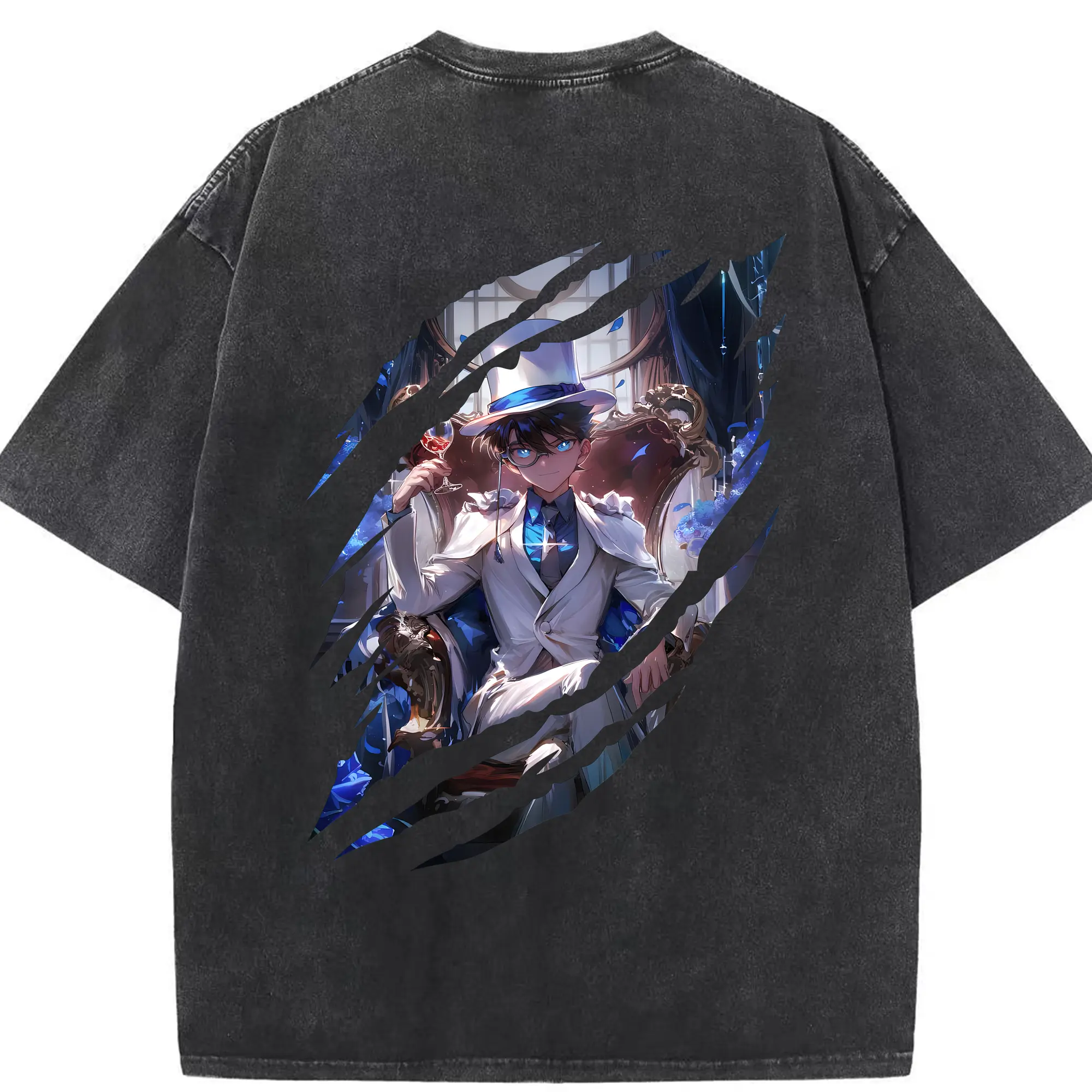 名探偵コナン グッズ 江戸川 コナン - 綿100％ ヴィンテージ風 半袖Tシャツ ・ 背面プリント ・ 柔らか肌触り ・ 通気性 快適 ・ スポーツ カジュアル 外出用