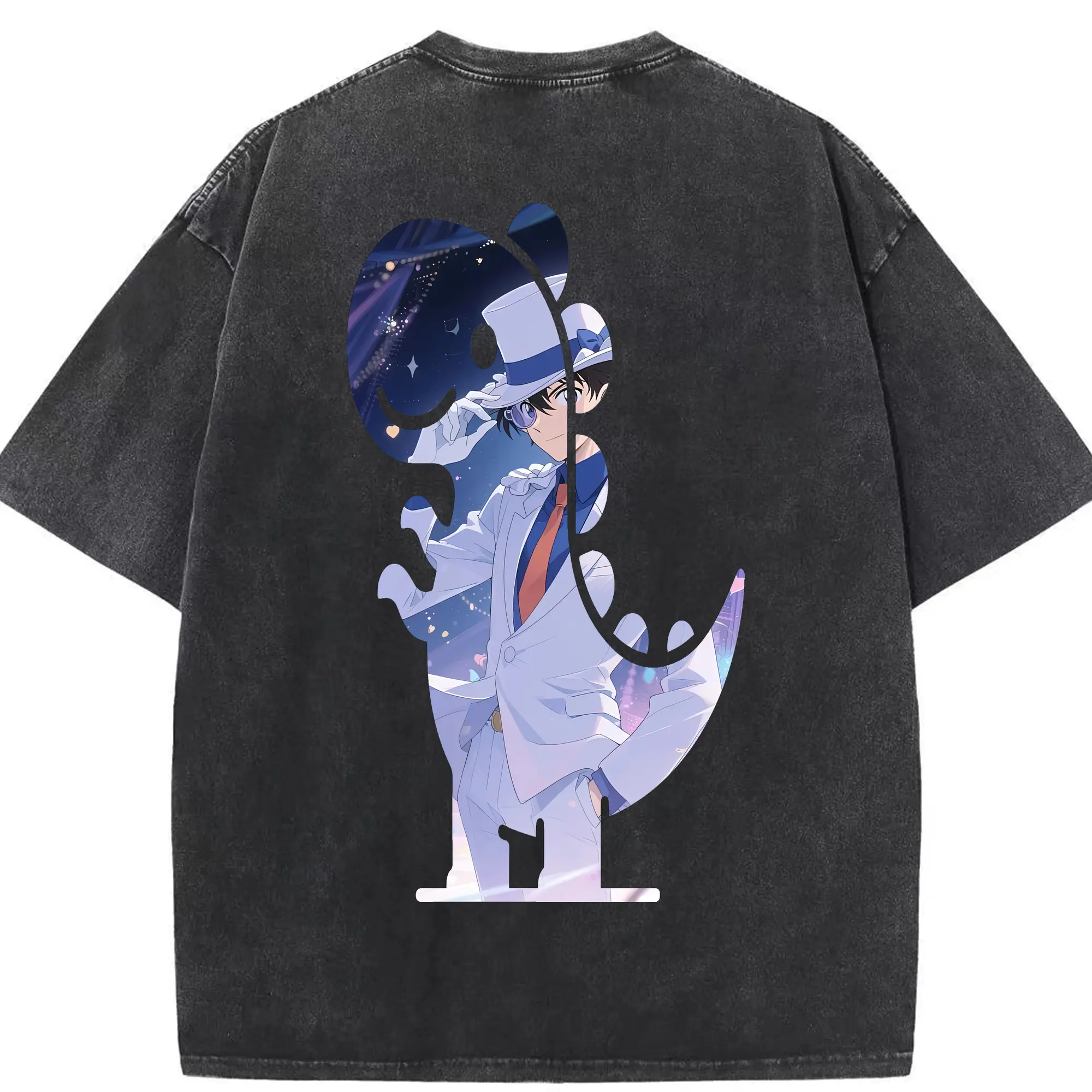 名探偵コナン グッズ 江戸川 コナン - 綿100％ ヴィンテージ風 半袖Tシャツ ・ 背面プリント ・ 柔らか肌触り ・ 通気性 快適 ・ スポーツ カジュアル 外出用