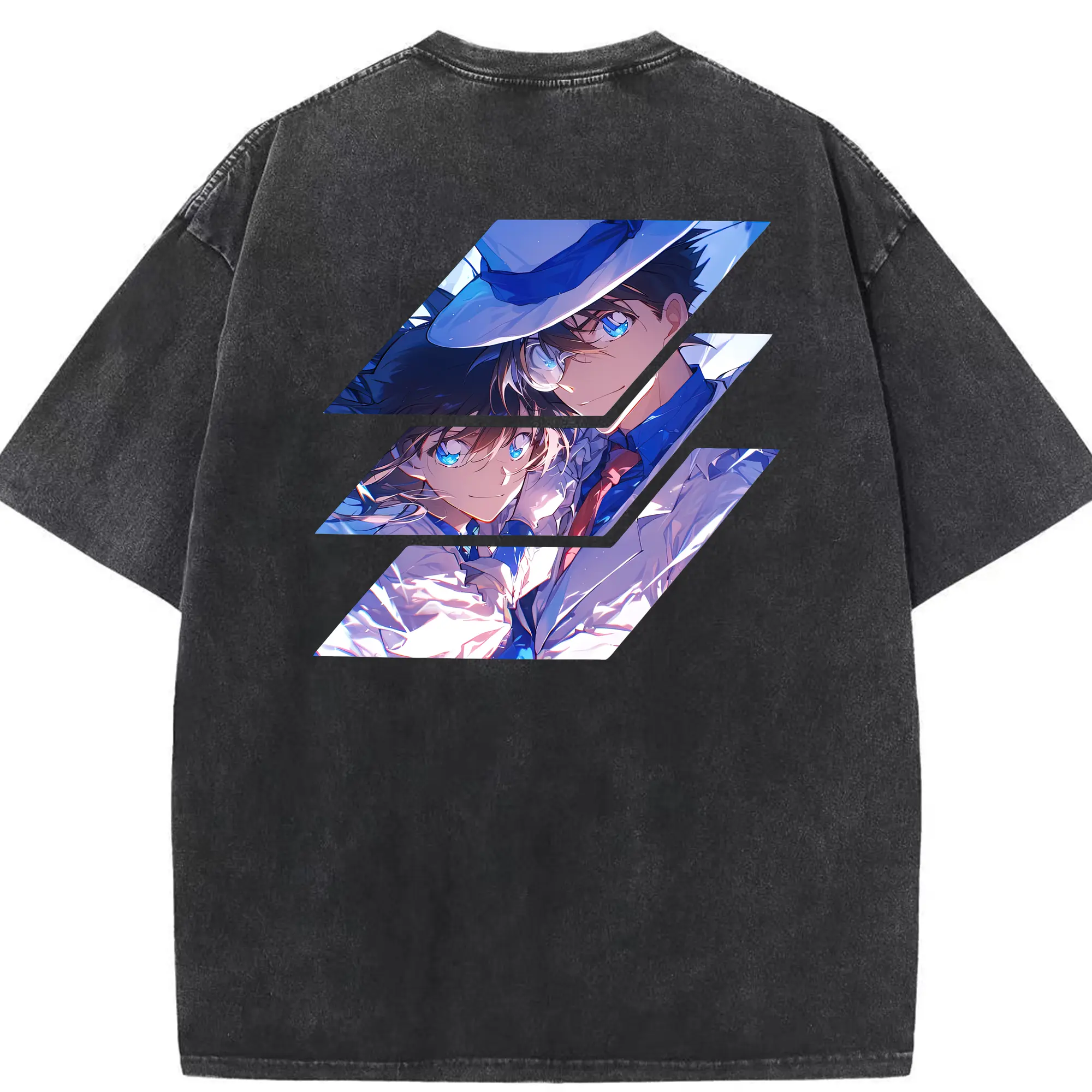 名探偵コナン グッズ 江戸川 コナン - 綿100％ ヴィンテージ風 半袖Tシャツ ・ 背面プリント ・ 柔らか肌触り ・ 通気性 快適 ・ スポーツ カジュアル 外出用