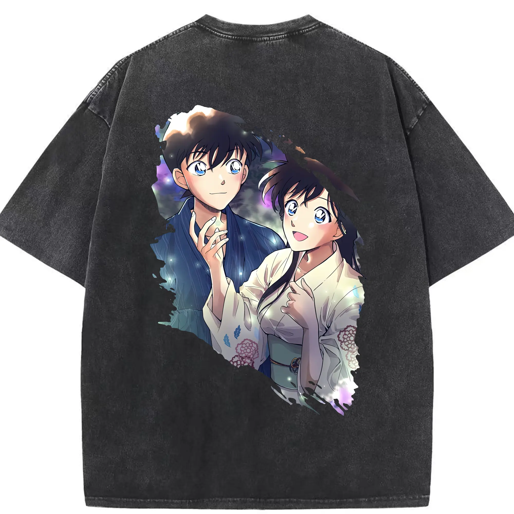 名探偵コナン グッズ 江戸川 コナン - 綿100％ ヴィンテージ風 半袖Tシャツ ・ 背面プリント ・ 柔らか肌触り ・ 通気性 快適 ・ スポーツ カジュアル 外出用