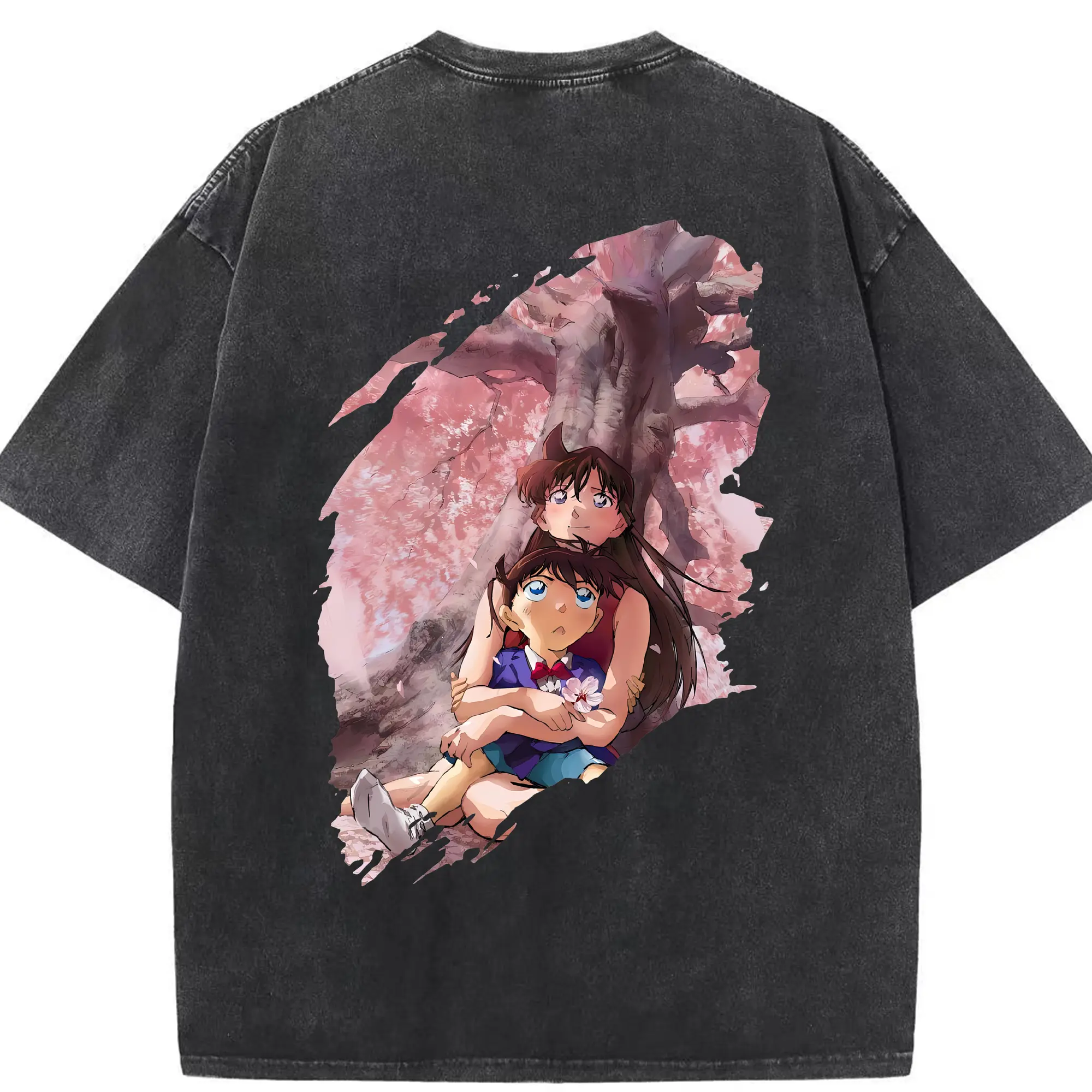 名探偵コナン グッズ 江戸川 コナン - 綿100％ ヴィンテージ風 半袖Tシャツ ・ 背面プリント ・ 柔らか肌触り ・ 通気性 快適 ・ スポーツ カジュアル 外出用