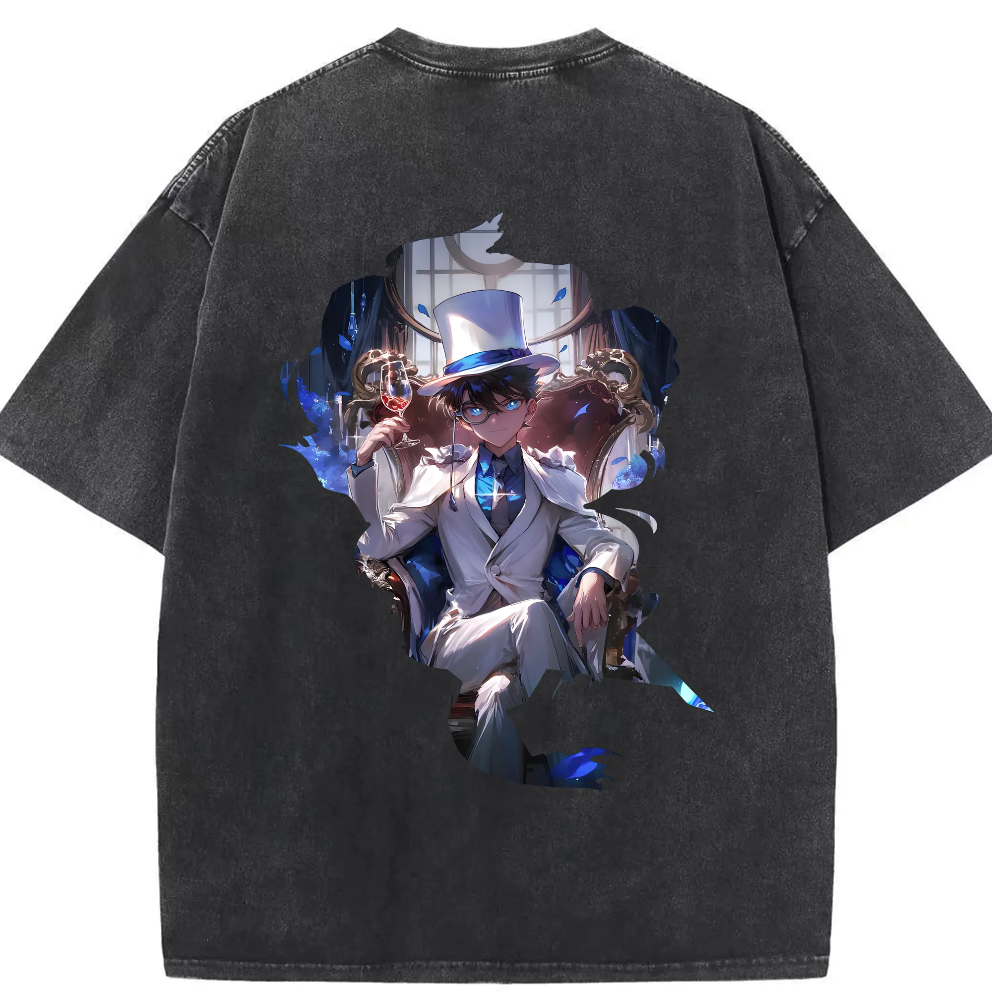 名探偵コナン グッズ 江戸川 コナン - 綿100％ ヴィンテージ風 半袖Tシャツ ・ 背面プリント ・ 柔らか肌触り ・ 通気性 快適 ・ スポーツ カジュアル 外出用