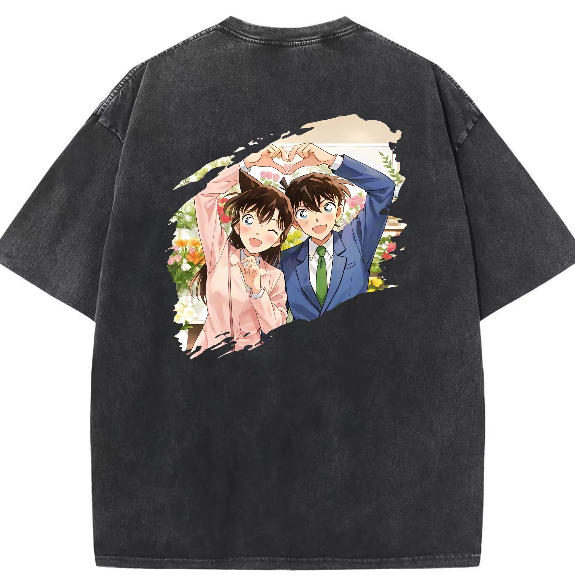 名探偵コナン グッズ 江戸川 コナン - 綿100％ ヴィンテージ風 半袖Tシャツ ・ 背面プリント ・ 柔らか肌触り ・ 通気性 快適 ・ スポーツ カジュアル 外出用