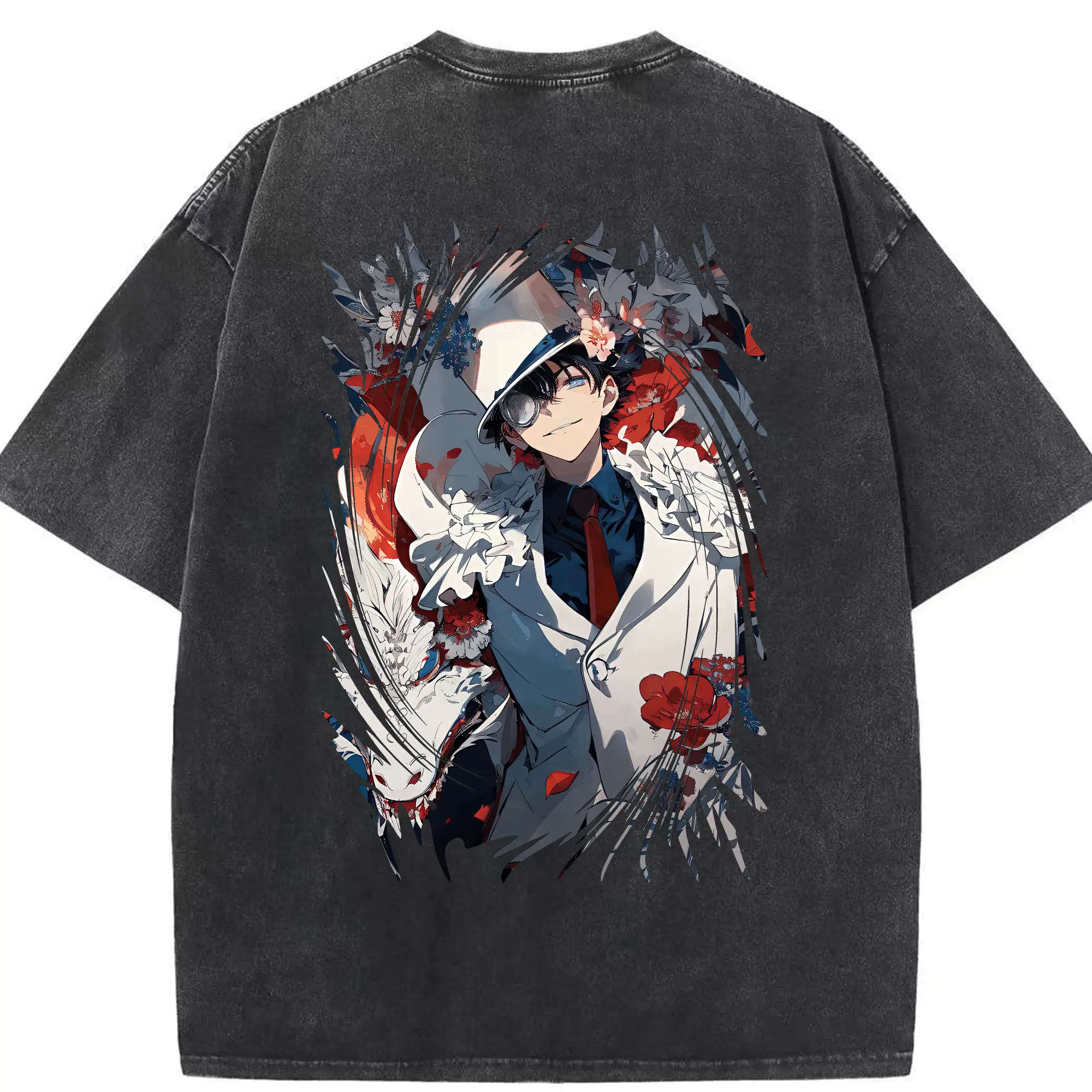 名探偵コナン グッズ 江戸川 コナン - 綿100％ ヴィンテージ風 半袖Tシャツ ・ 背面プリント ・ 柔らか肌触り ・ 通気性 快適 ・ スポーツ カジュアル 外出用