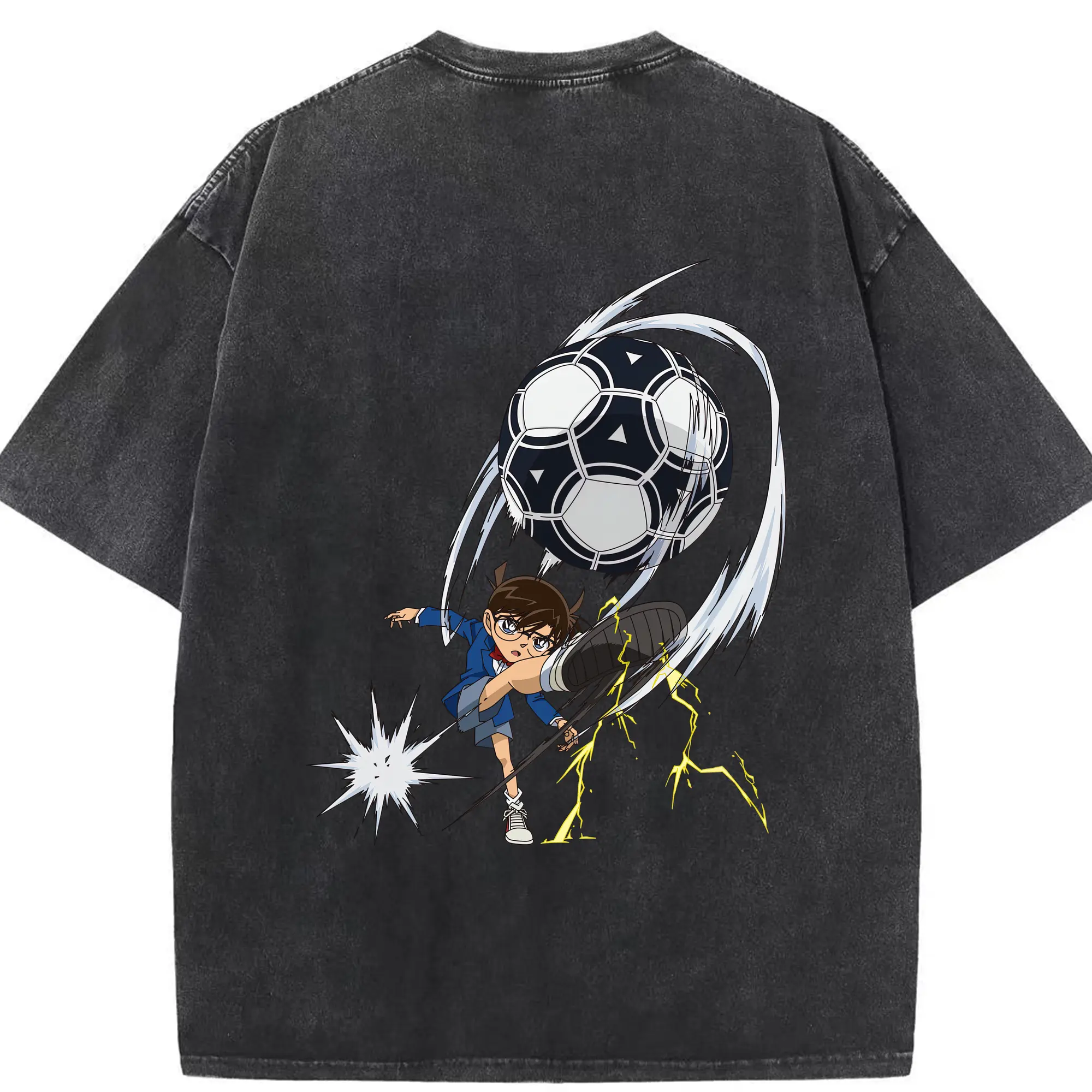 名探偵コナン グッズ 江戸川 コナン - 綿100％ ヴィンテージ風 半袖Tシャツ ・ 背面プリント ・ 柔らか肌触り ・ 通気性 快適 ・ スポーツ カジュアル 外出用