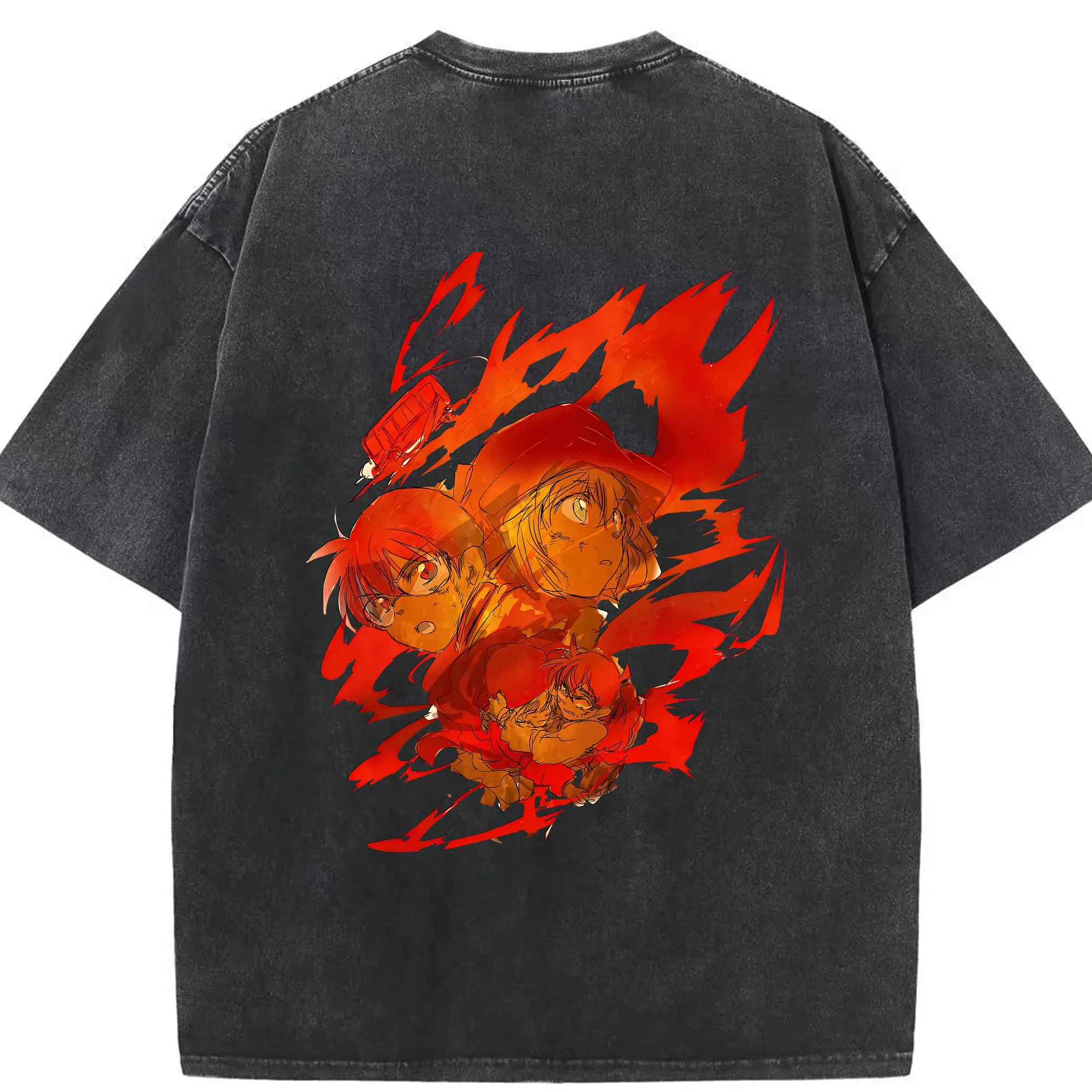 名探偵コナン グッズ 江戸川 コナン - 綿100％ ヴィンテージ風 半袖Tシャツ ・ 背面プリント ・ 柔らか肌触り ・ 通気性 快適 ・ スポーツ カジュアル 外出用