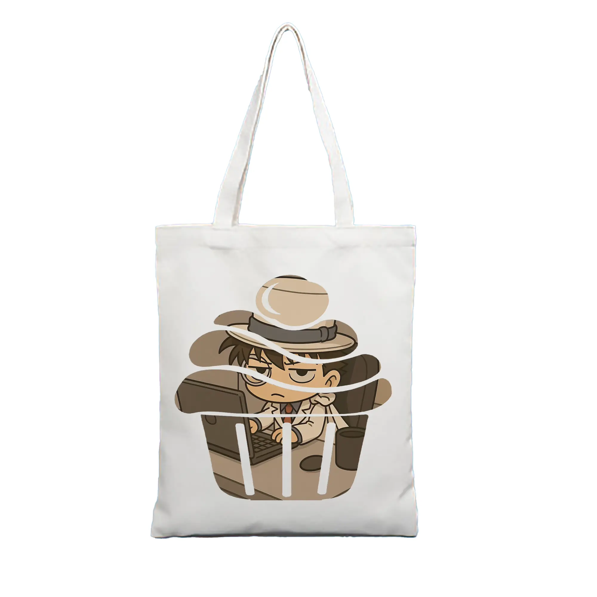 名探偵コナン グッズ 江戸川 コナン - 縦型キャンバス手提げバッグ（トートバッグ） ・ キャンバス素材 ・ ショッピング用 ・ 軽量 丈夫 お手入れ簡単