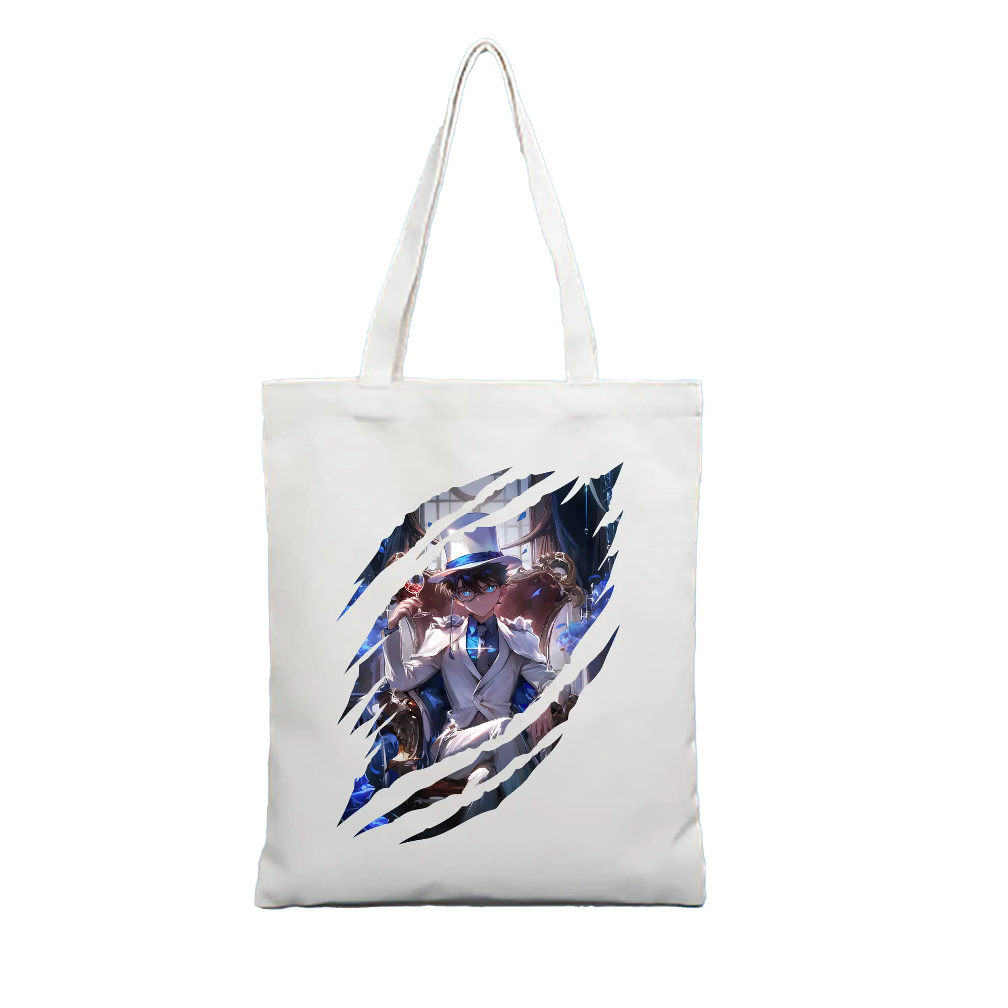 名探偵コナン グッズ 江戸川 コナン - 縦型キャンバス手提げバッグ（トートバッグ） ・ キャンバス素材 ・ ショッピング用 ・ 軽量 丈夫 お手入れ簡単