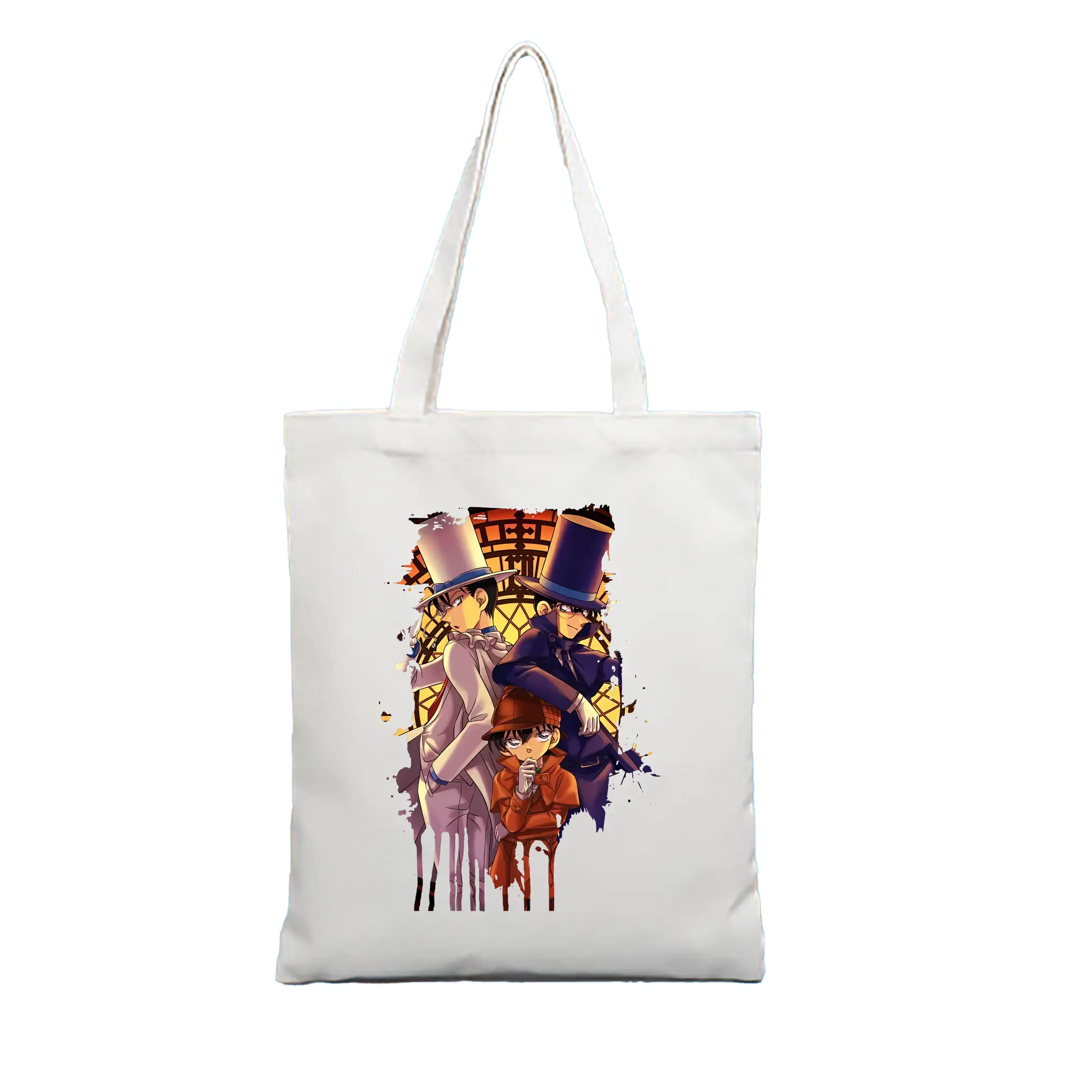 名探偵コナン グッズ 江戸川 コナン - 縦型キャンバス手提げバッグ（トートバッグ） ・ キャンバス素材 ・ ショッピング用 ・ 軽量 丈夫 お手入れ簡単