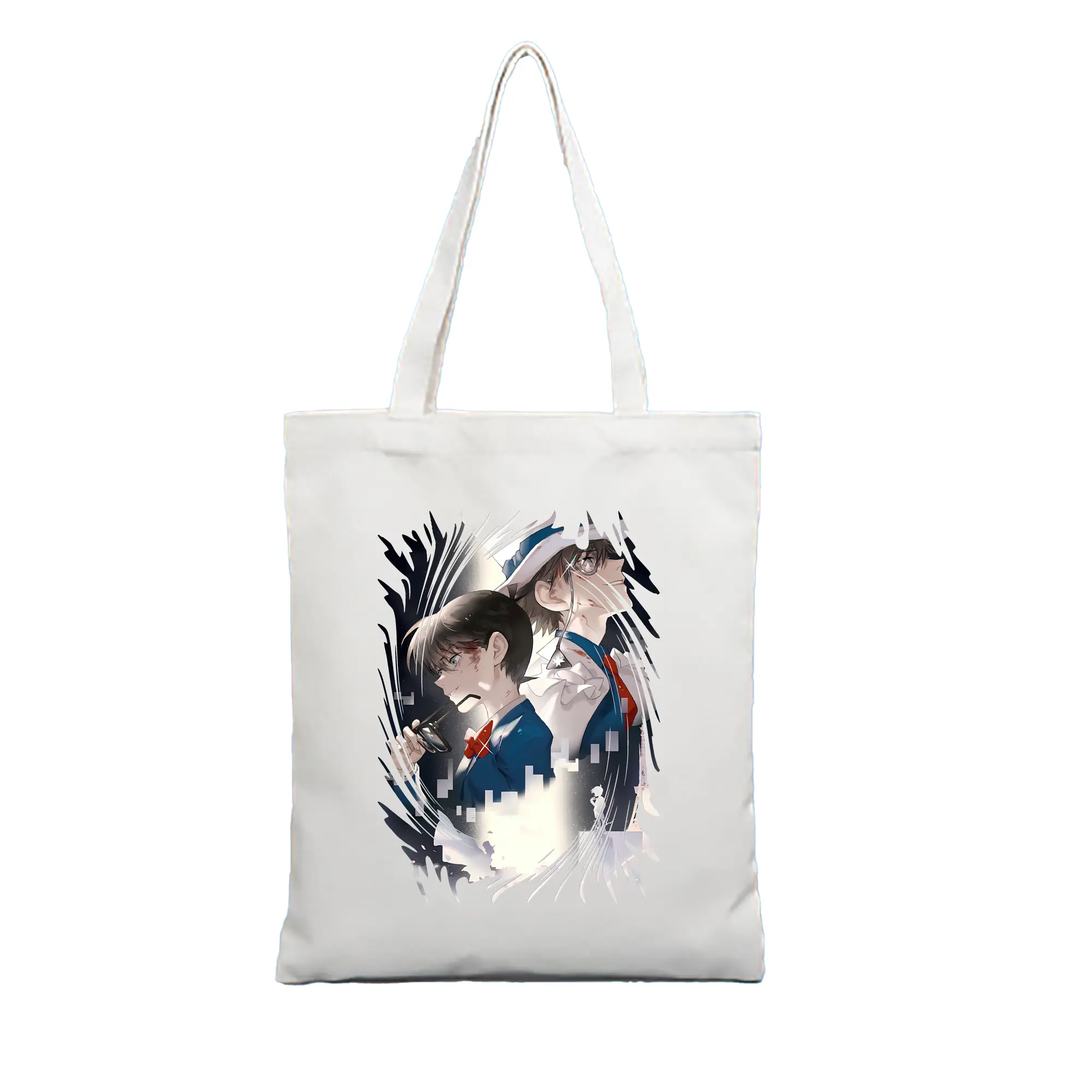 名探偵コナン グッズ 江戸川 コナン - 縦型キャンバス手提げバッグ（トートバッグ） ・ キャンバス素材 ・ ショッピング用 ・ 軽量 丈夫 お手入れ簡単