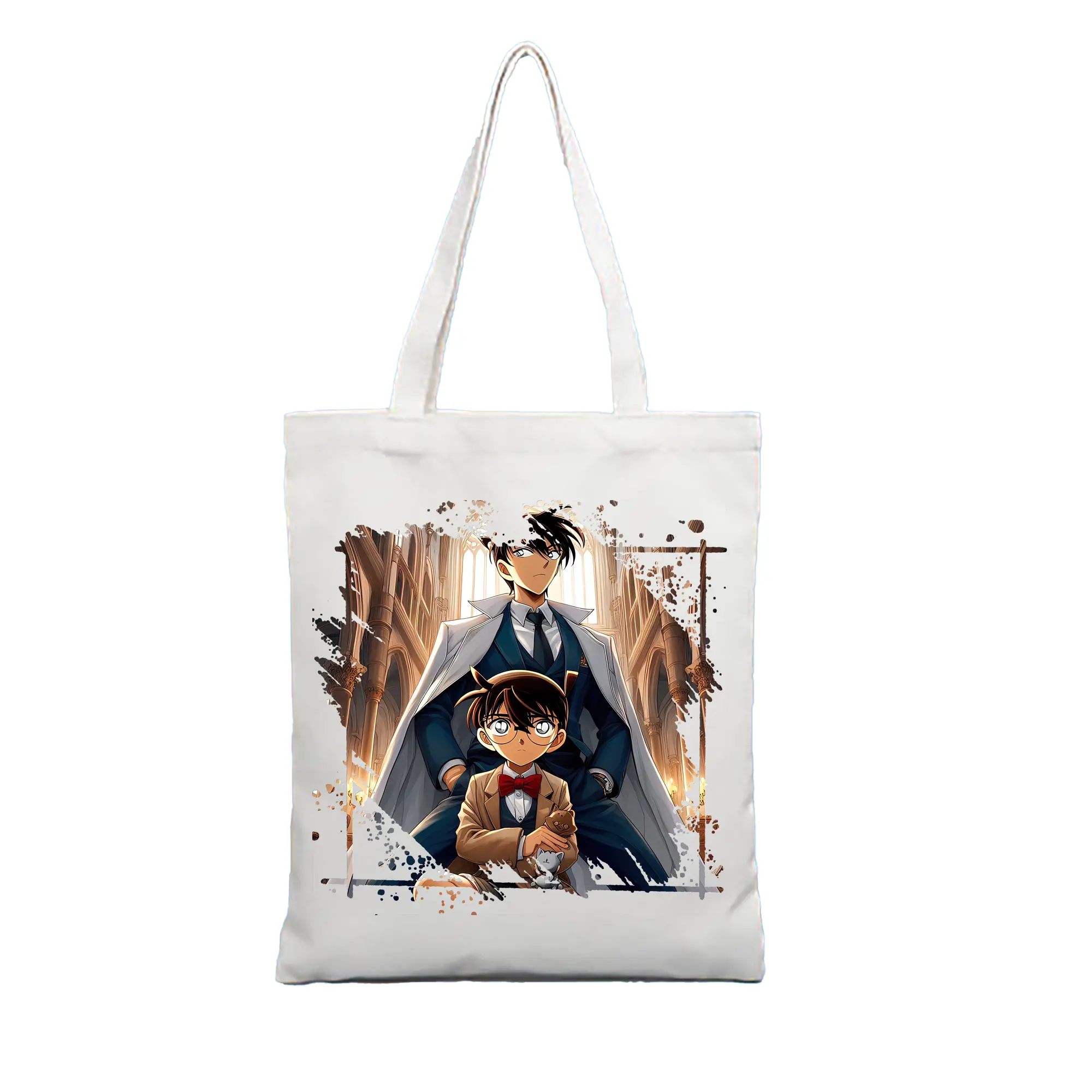 名探偵コナン グッズ 江戸川 コナン - 縦型キャンバス手提げバッグ（トートバッグ） ・ キャンバス素材 ・ ショッピング用 ・ 軽量 丈夫 お手入れ簡単