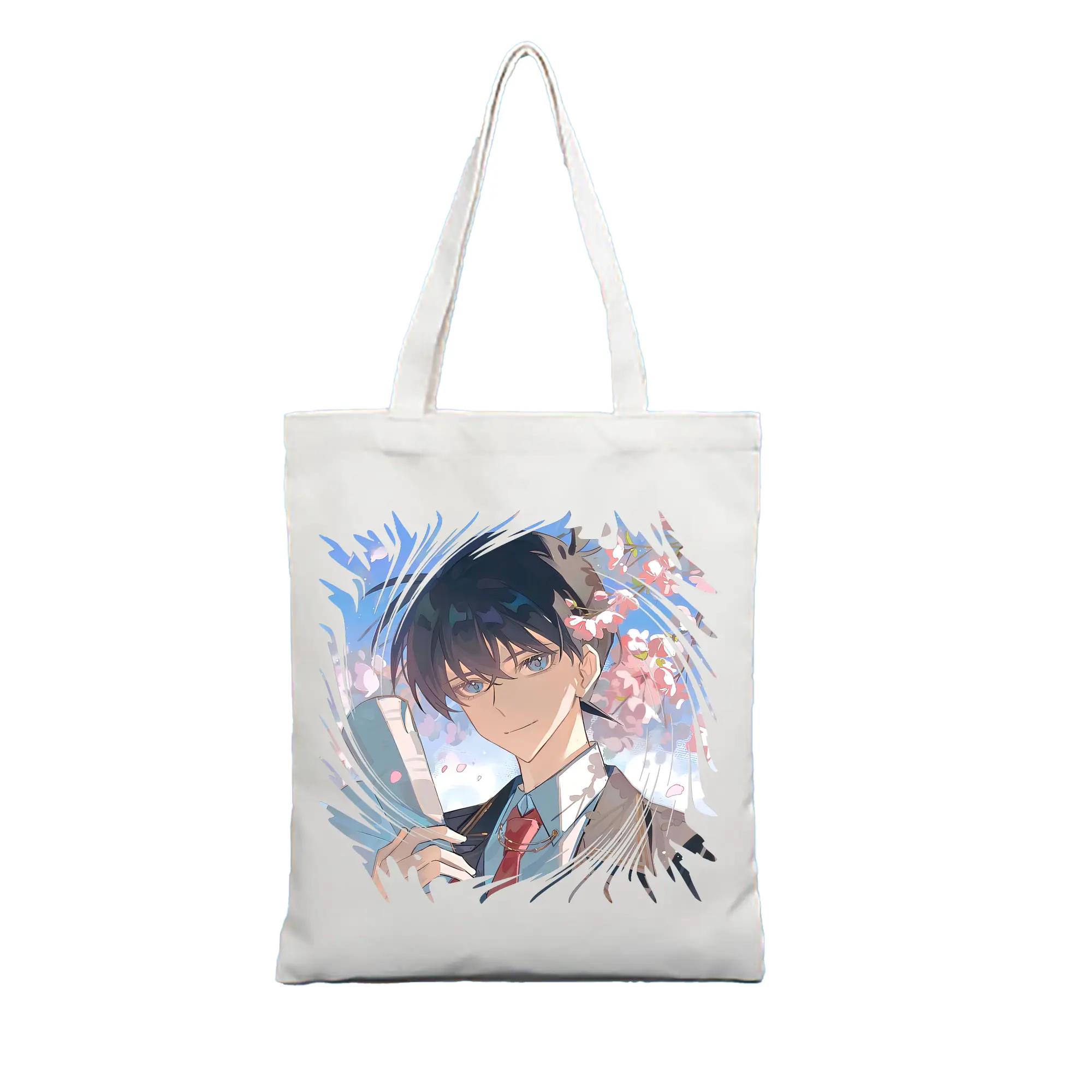 名探偵コナン グッズ 江戸川 コナン - 縦型キャンバス手提げバッグ（トートバッグ） ・ キャンバス素材 ・ ショッピング用 ・ 軽量 丈夫 お手入れ簡単