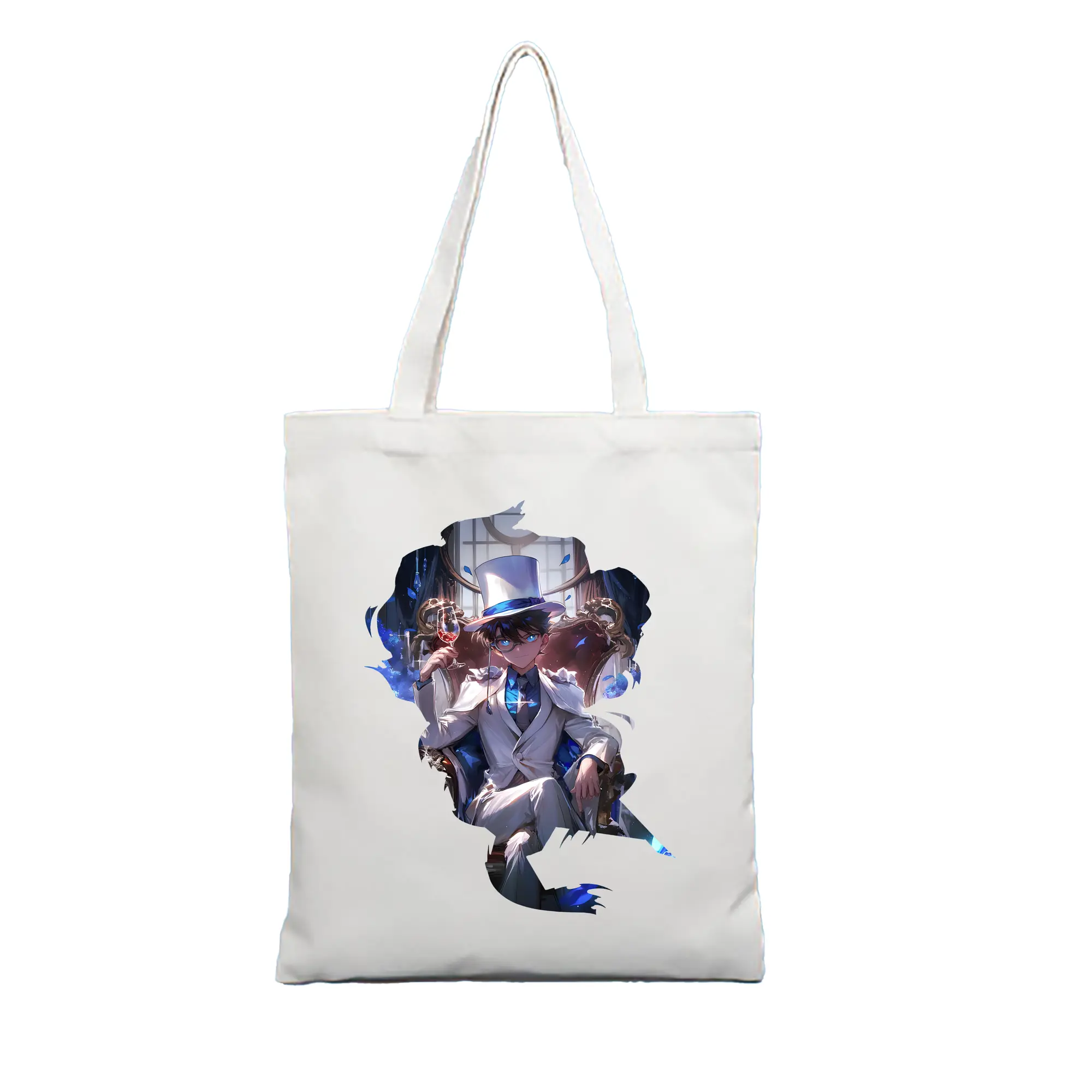 名探偵コナン グッズ 江戸川 コナン - 縦型キャンバス手提げバッグ（トートバッグ） ・ キャンバス素材 ・ ショッピング用 ・ 軽量 丈夫 お手入れ簡単