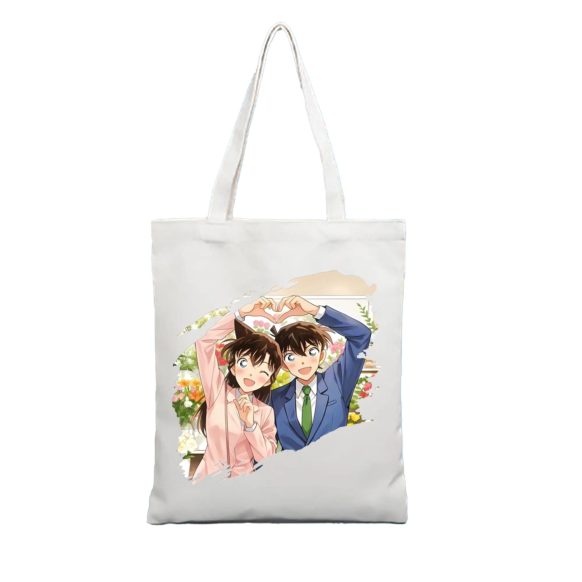 名探偵コナン グッズ 江戸川 コナン - 縦型キャンバス手提げバッグ（トートバッグ） ・ キャンバス素材 ・ ショッピング用 ・ 軽量 丈夫 お手入れ簡単