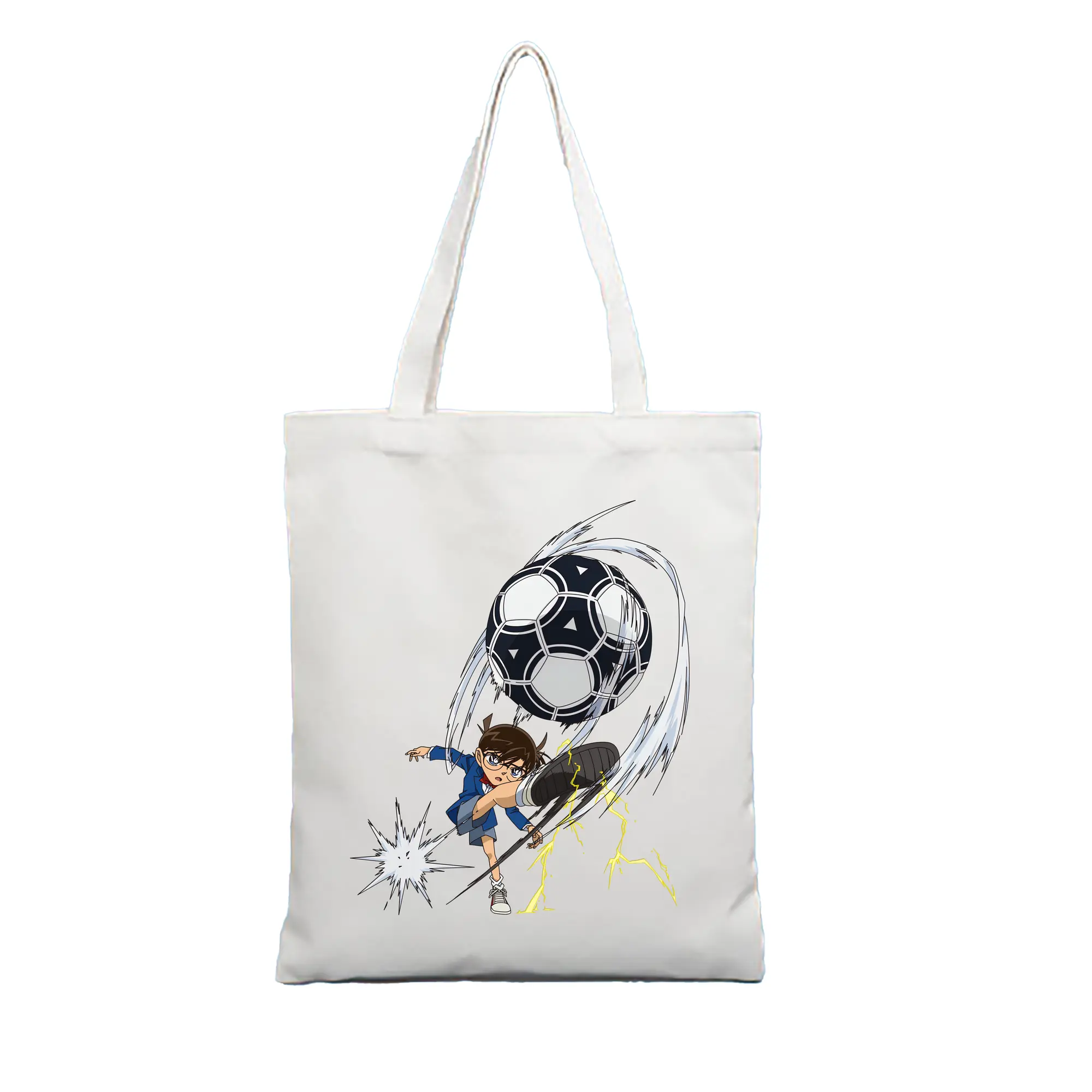 名探偵コナン グッズ 江戸川 コナン - 縦型キャンバス手提げバッグ（トートバッグ） ・ キャンバス素材 ・ ショッピング用 ・ 軽量 丈夫 お手入れ簡単