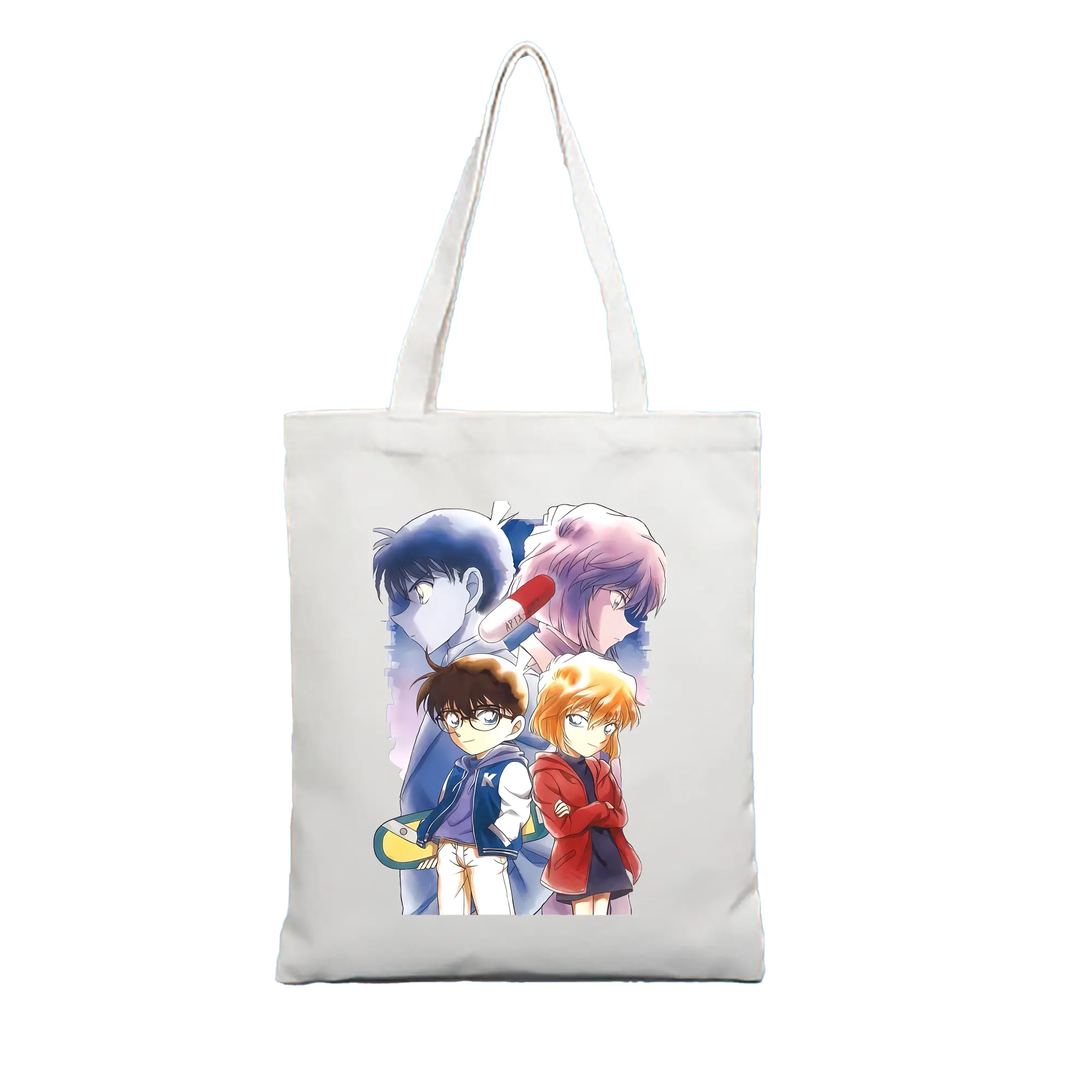 名探偵コナン グッズ 江戸川 コナン - 縦型キャンバス手提げバッグ（トートバッグ） ・ キャンバス素材 ・ ショッピング用 ・ 軽量 丈夫 お手入れ簡単