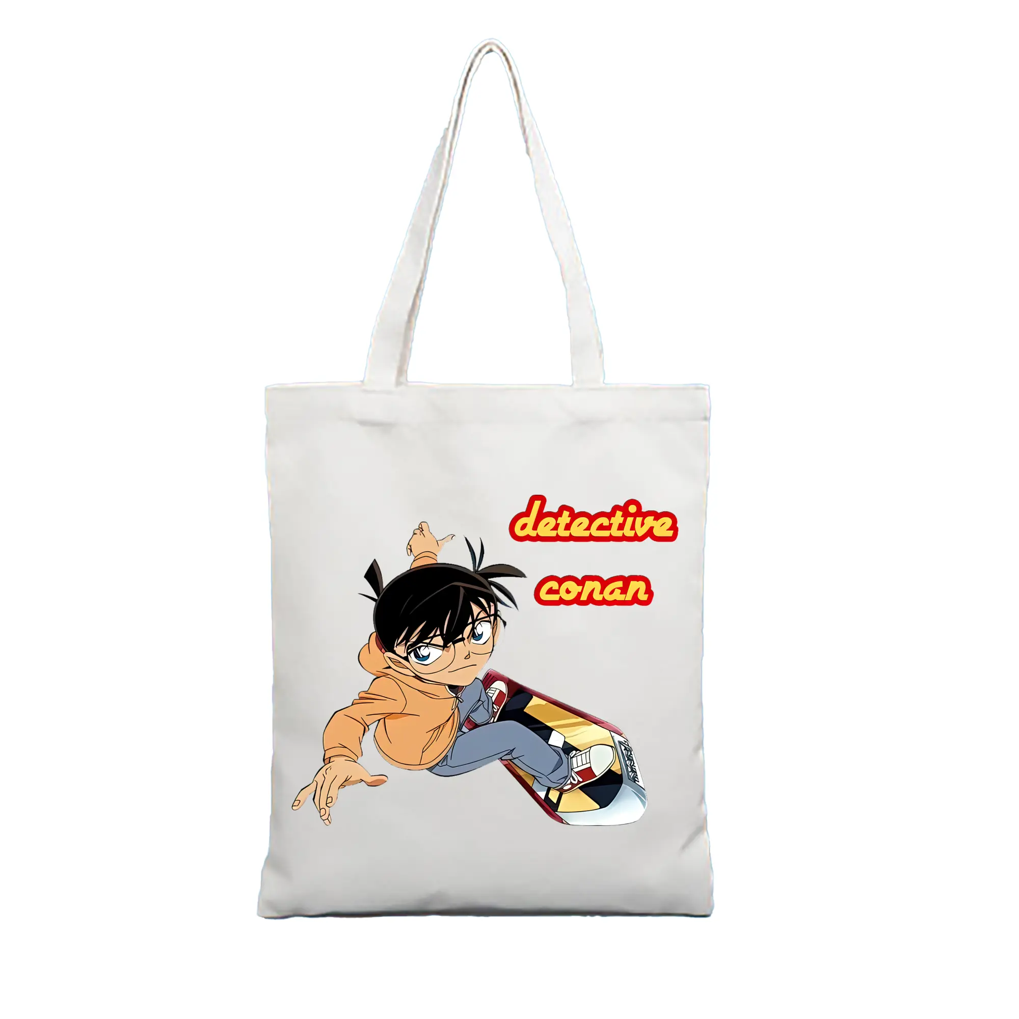名探偵コナン グッズ 江戸川 コナン - 縦型キャンバス手提げバッグ（トートバッグ） ・ キャンバス素材 ・ ショッピング用 ・ 軽量 丈夫 お手入れ簡単