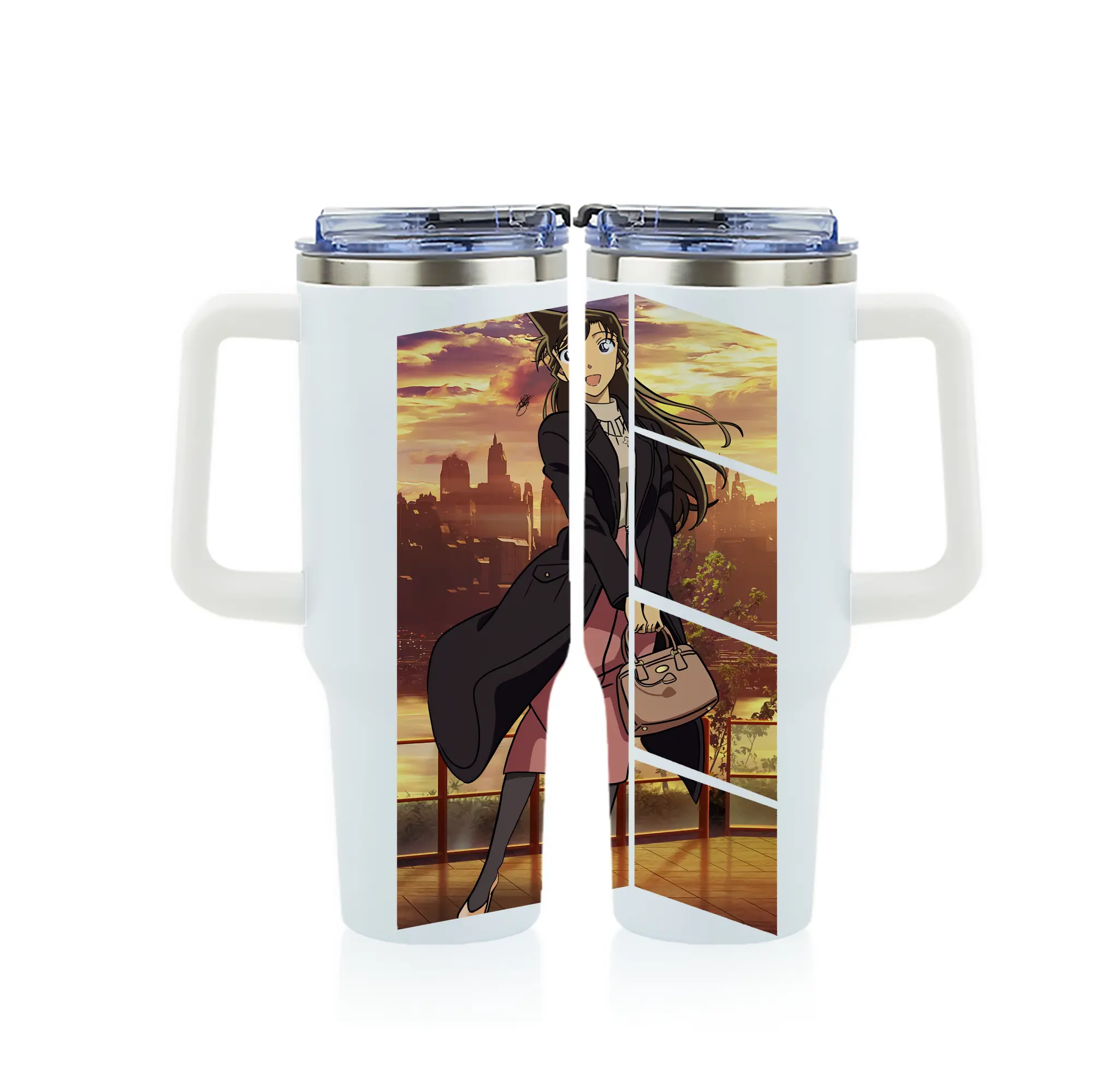 名探偵コナン グッズ 毛利 蘭 - 1200mL フルプリント車用タンブラー ・ 304ステンレス 内側 ・ 201ステンレス 外側 ・ 保温 保冷 ・ 通勤 ドライブ アウトドア用