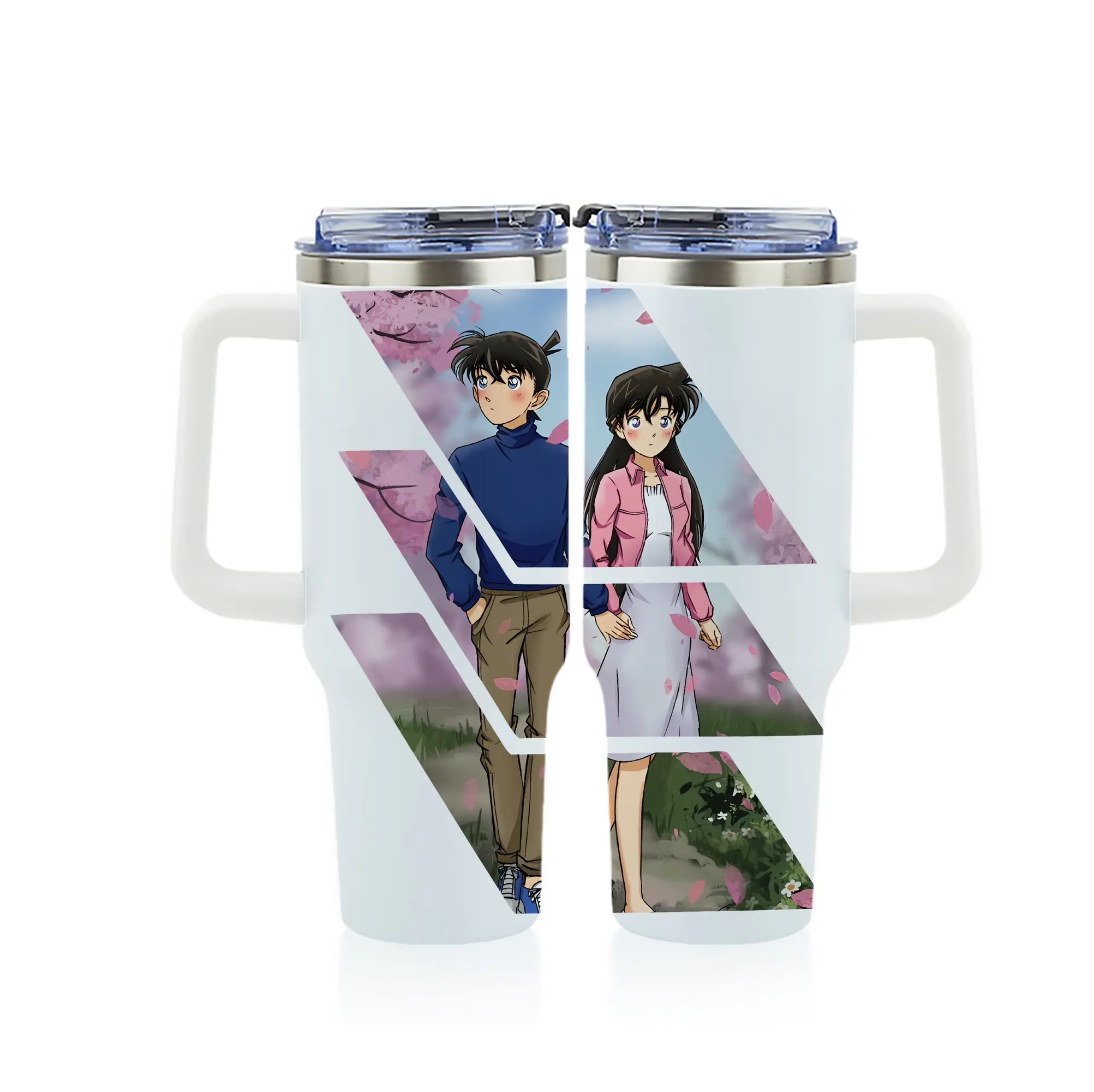 名探偵コナン グッズ 毛利 蘭 - 1200mL フルプリント車用タンブラー ・ 304ステンレス 内側 ・ 201ステンレス 外側 ・ 保温 保冷 ・ 通勤 ドライブ アウトドア用