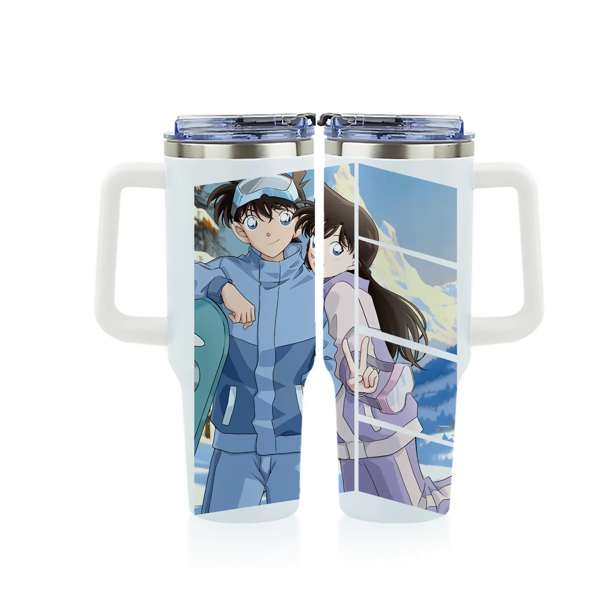 名探偵コナン グッズ 毛利 蘭 - 1200mL フルプリント車用タンブラー ・ 304ステンレス 内側 ・ 201ステンレス 外側 ・ 保温 保冷 ・ 通勤 ドライブ アウトドア用