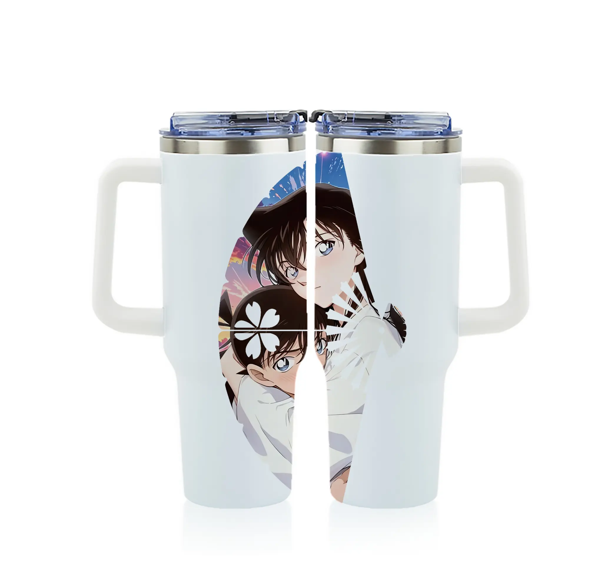 名探偵コナン グッズ 毛利 蘭 - 1200mL フルプリント車用タンブラー ・ 304ステンレス 内側 ・ 201ステンレス 外側 ・ 保温 保冷 ・ 通勤 ドライブ アウトドア用