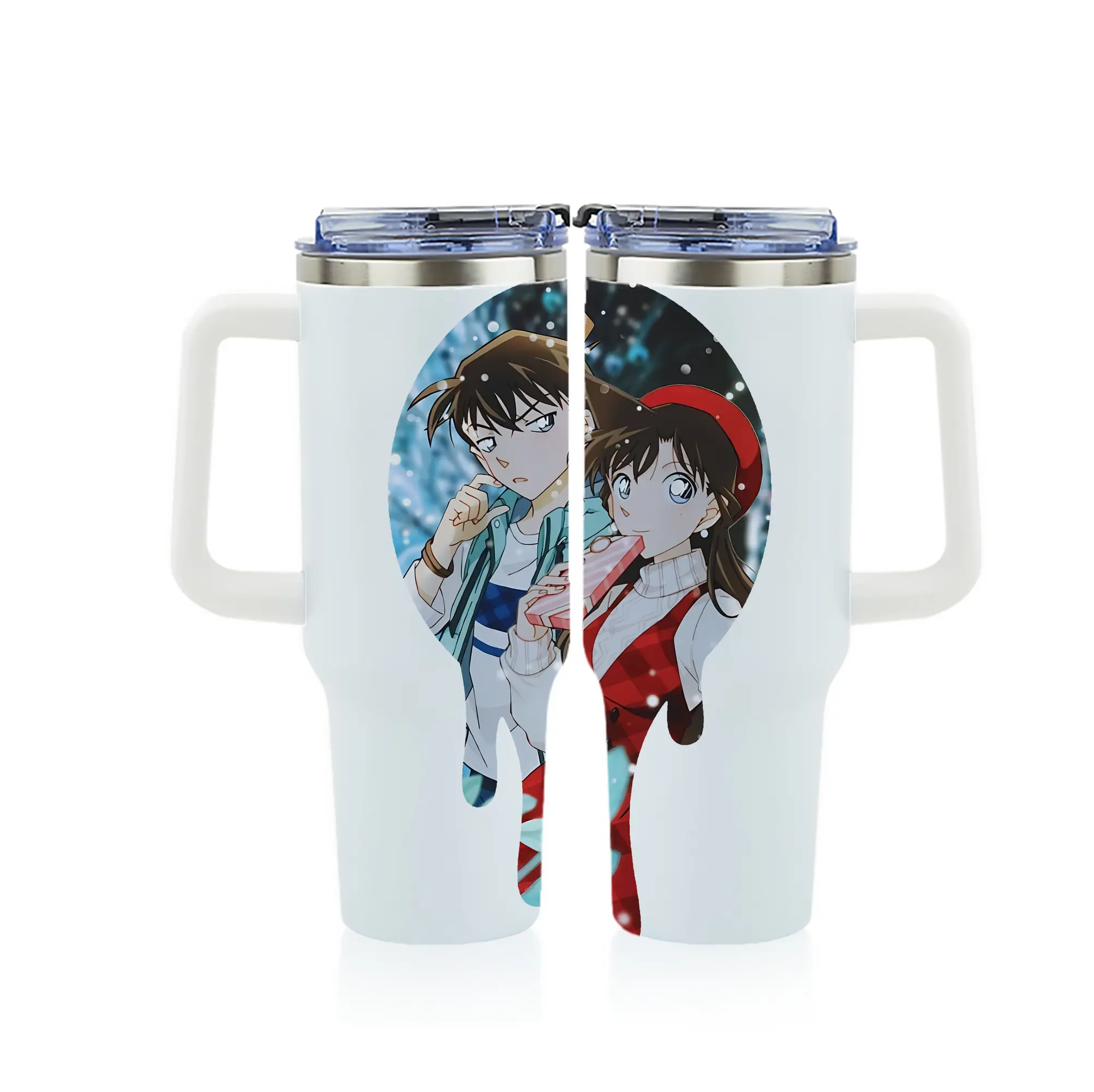 名探偵コナン グッズ 毛利 蘭 - 1200mL フルプリント車用タンブラー ・ 304ステンレス 内側 ・ 201ステンレス 外側 ・ 保温 保冷 ・ 通勤 ドライブ アウトドア用