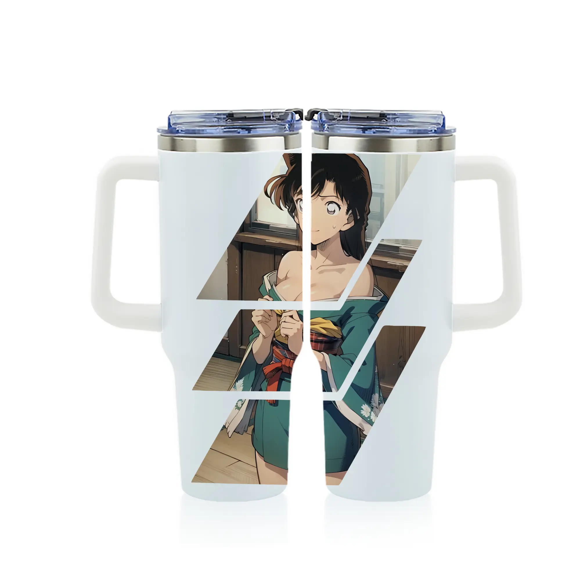 名探偵コナン グッズ 毛利 蘭 - 1200mL フルプリント車用タンブラー ・ 304ステンレス 内側 ・ 201ステンレス 外側 ・ 保温 保冷 ・ 通勤 ドライブ アウトドア用