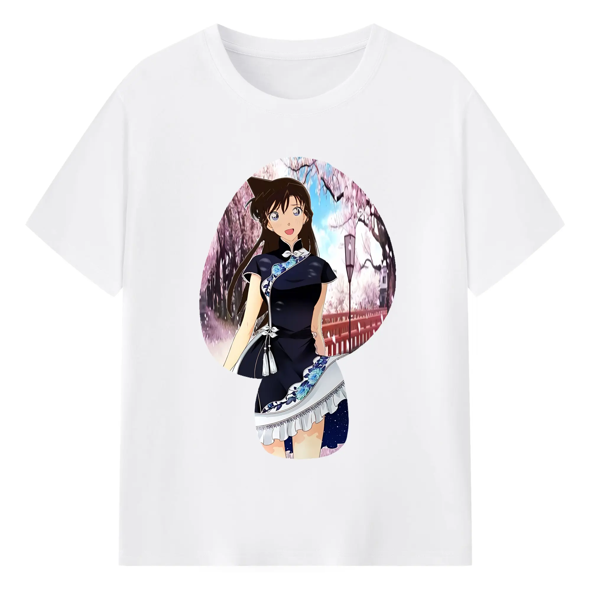 名探偵コナン グッズ 毛利 蘭 - 綿100％ 半袖Tシャツ ・ フロントプリント ・ 快適 通気性 ・ 日常使い 散歩 スポーツ用