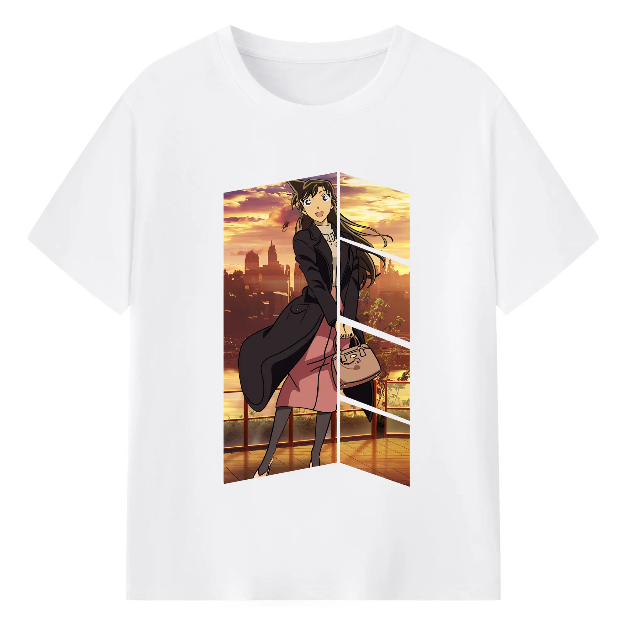 名探偵コナン グッズ 毛利 蘭 - 綿100％ 半袖Tシャツ ・ フロントプリント ・ 快適 通気性 ・ 日常使い 散歩 スポーツ用