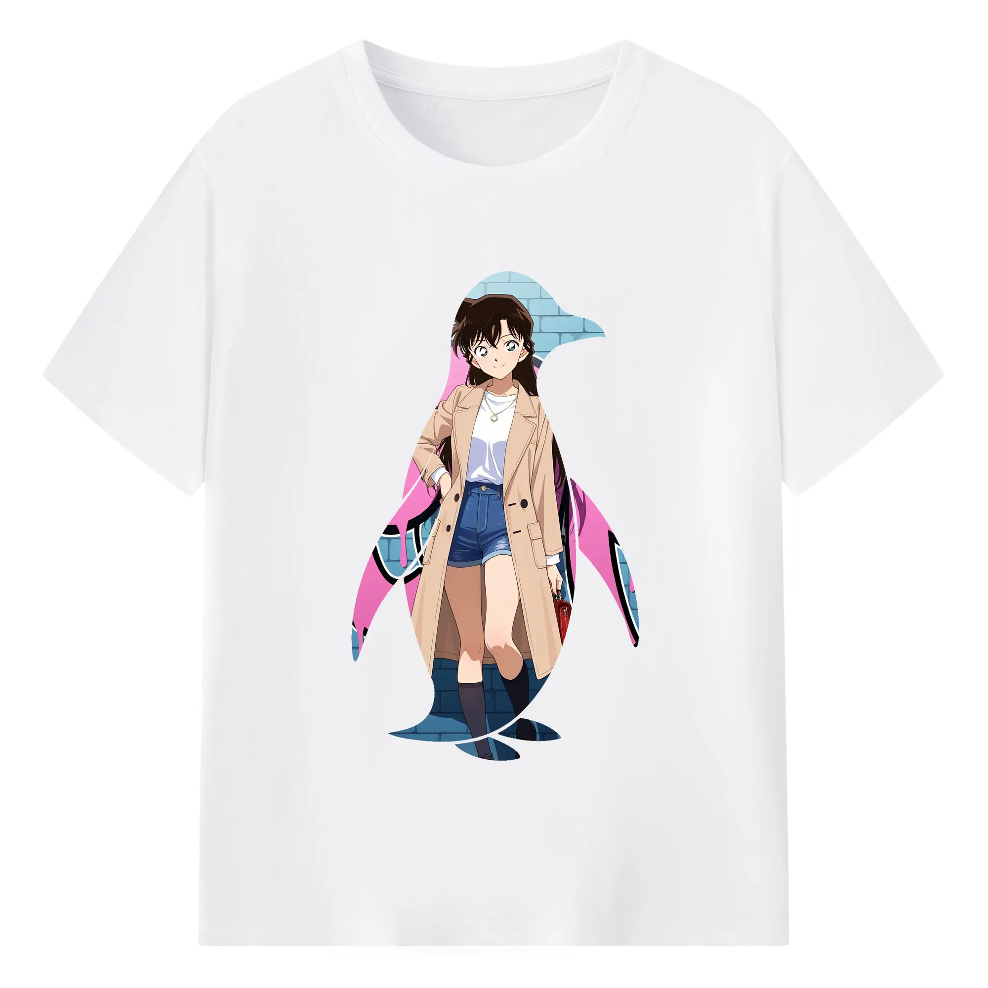 名探偵コナン グッズ 毛利 蘭 - 綿100％ 半袖Tシャツ ・ フロントプリント ・ 快適 通気性 ・ 日常使い 散歩 スポーツ用