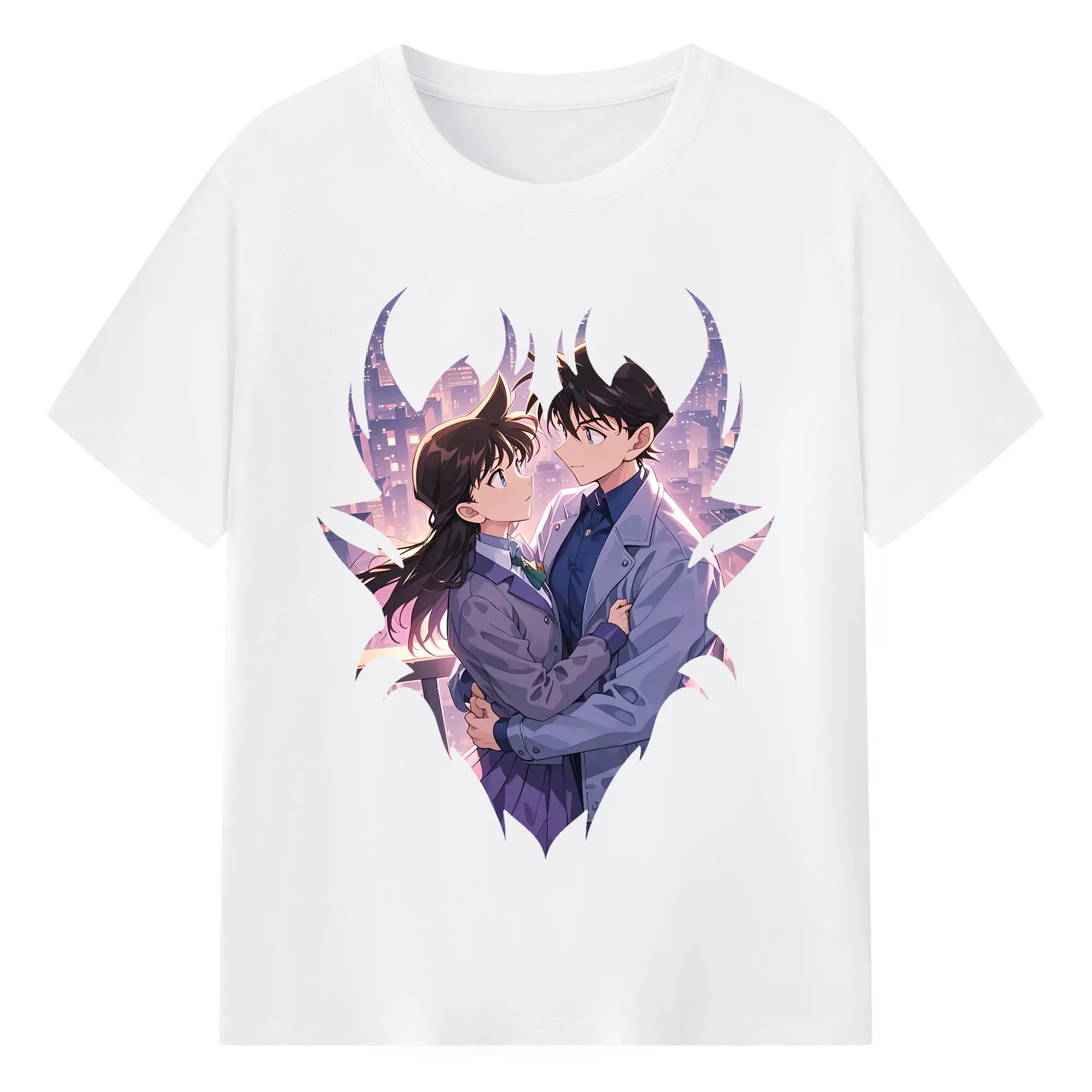 名探偵コナン グッズ 毛利 蘭 - 綿100％ 半袖Tシャツ ・ フロントプリント ・ 快適 通気性 ・ 日常使い 散歩 スポーツ用