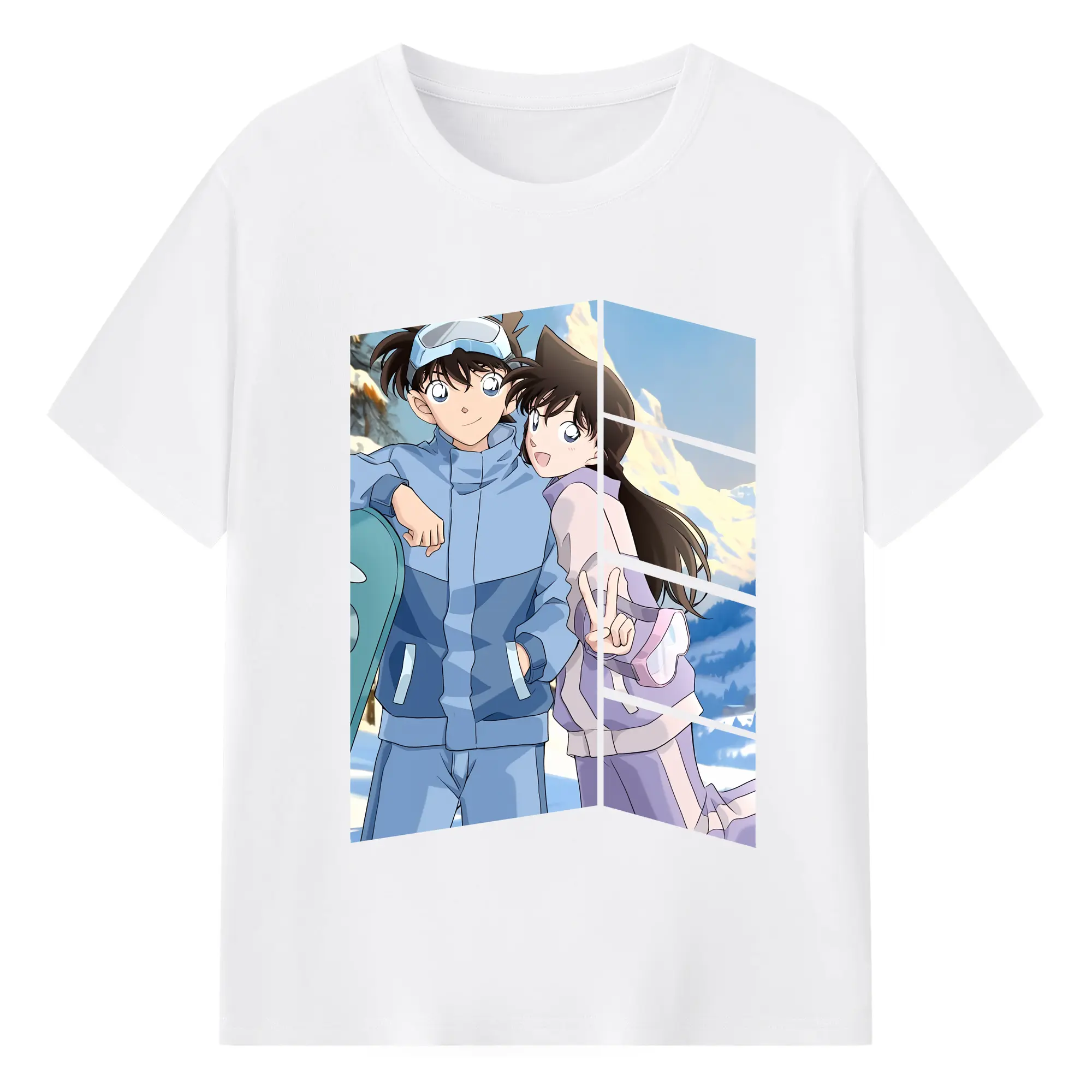 名探偵コナン グッズ 毛利 蘭 - 綿100％ 半袖Tシャツ ・ フロントプリント ・ 快適 通気性 ・ 日常使い 散歩 スポーツ用