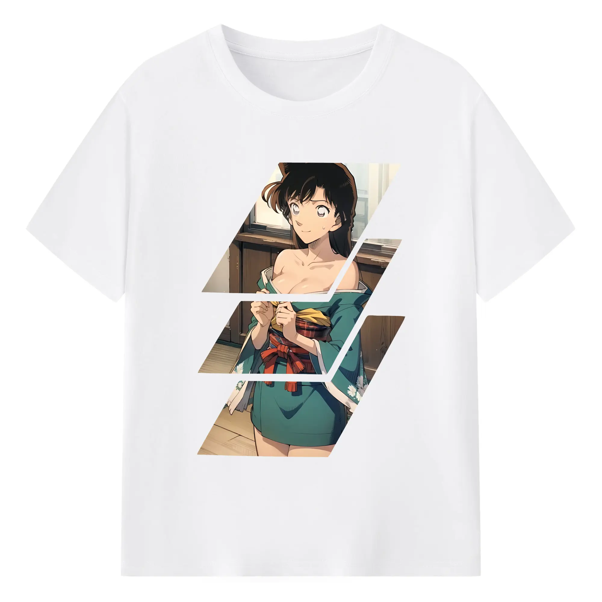 名探偵コナン グッズ 毛利 蘭 - 綿100％ 半袖Tシャツ ・ フロントプリント ・ 快適 通気性 ・ 日常使い 散歩 スポーツ用