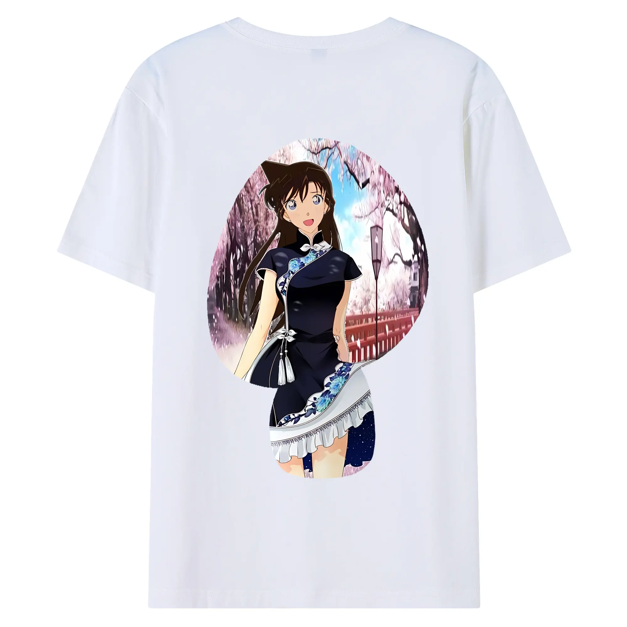 名探偵コナン グッズ 毛利 蘭 - 綿100％ 半袖Tシャツ ・ バックプリント ・ 快適 通気性 ・ 日常使い 散歩 スポーツ用