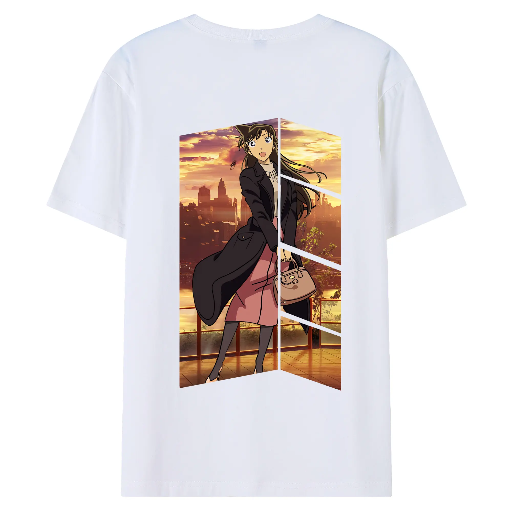 名探偵コナン グッズ 毛利 蘭 - 綿100％ 半袖Tシャツ ・ バックプリント ・ 快適 通気性 ・ 日常使い 散歩 スポーツ用