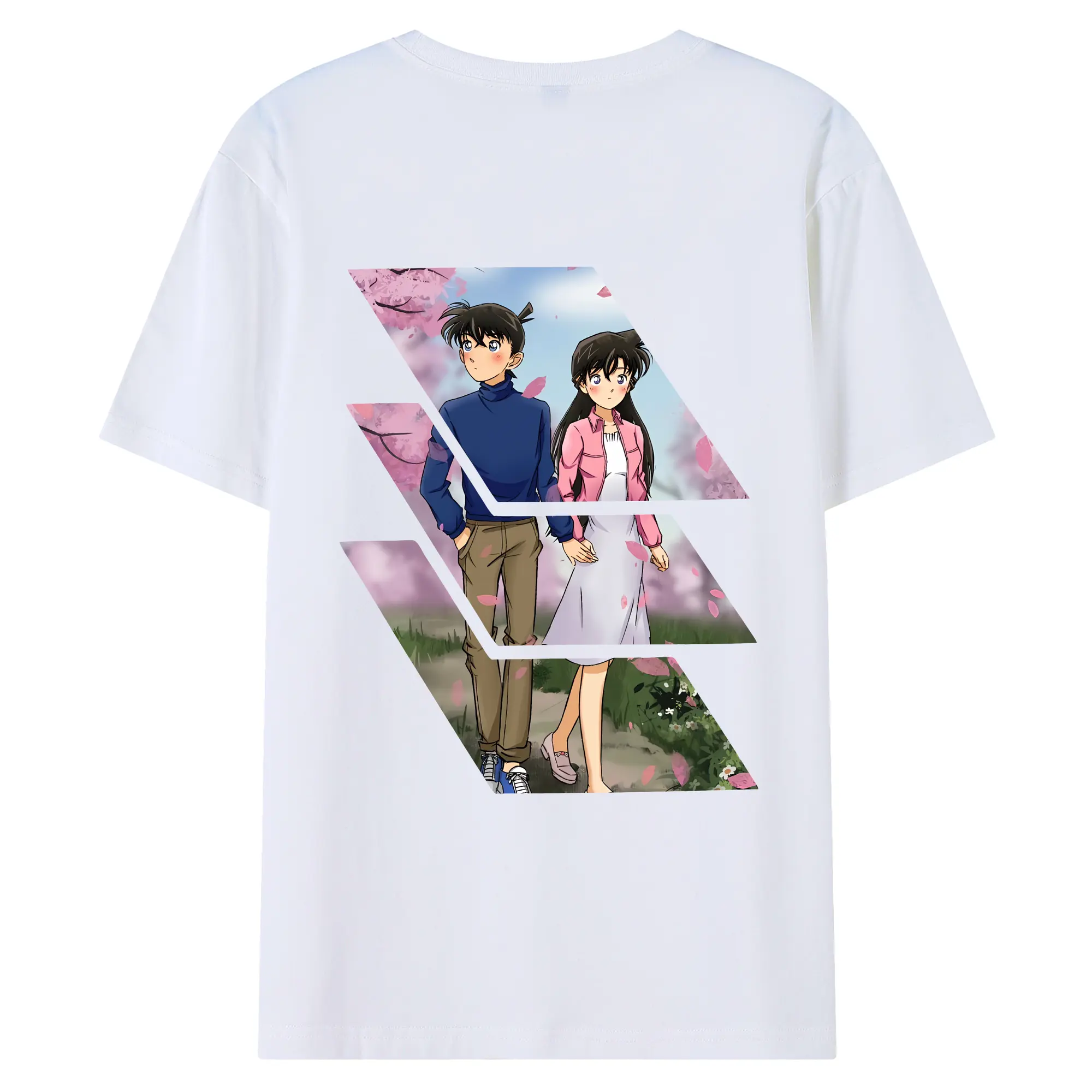 名探偵コナン グッズ 毛利 蘭 - 綿100％ 半袖Tシャツ ・ バックプリント ・ 快適 通気性 ・ 日常使い 散歩 スポーツ用