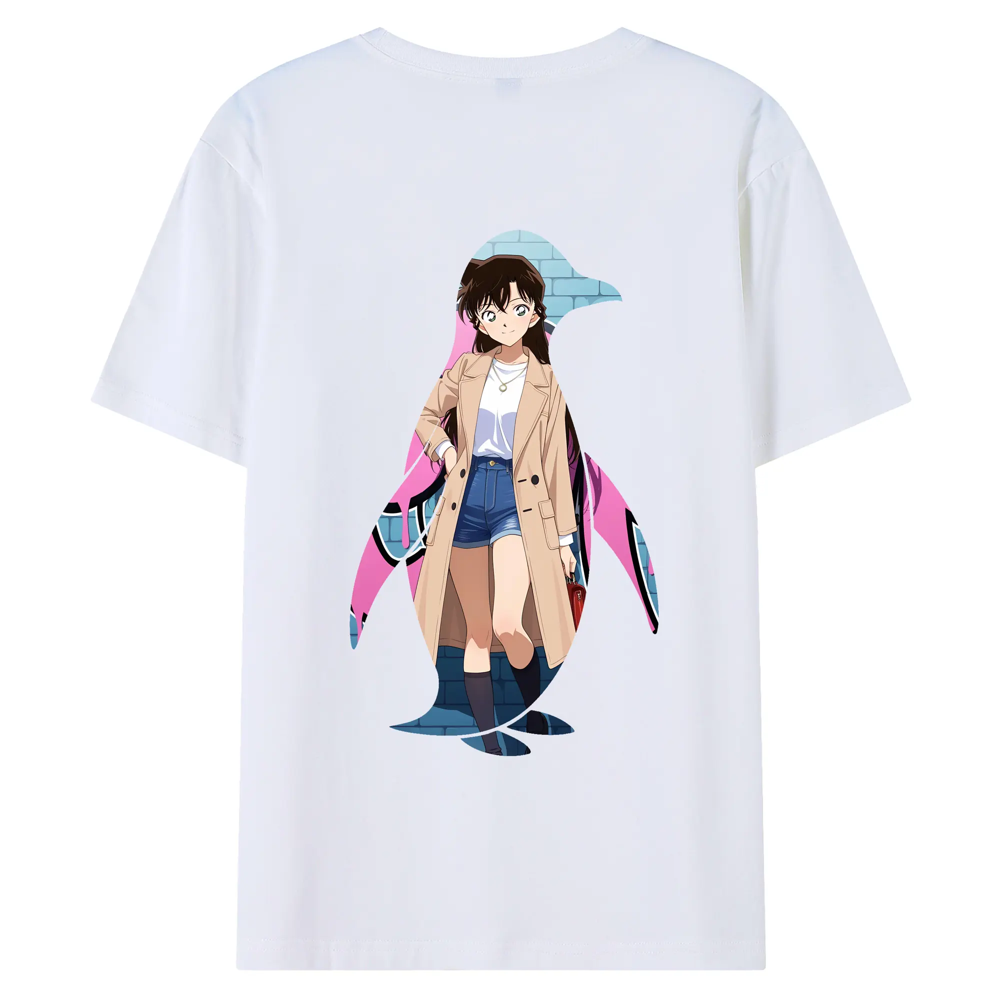 名探偵コナン グッズ 毛利 蘭 - 綿100％ 半袖Tシャツ ・ バックプリント ・ 快適 通気性 ・ 日常使い 散歩 スポーツ用