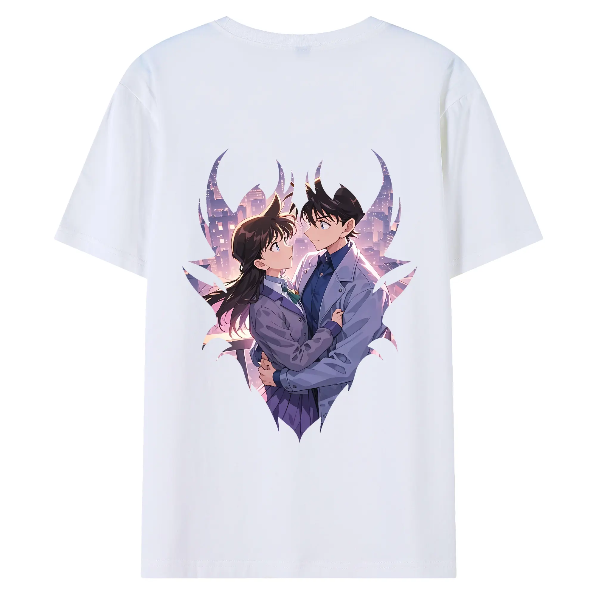 名探偵コナン グッズ 毛利 蘭 - 綿100％ 半袖Tシャツ ・ バックプリント ・ 快適 通気性 ・ 日常使い 散歩 スポーツ用