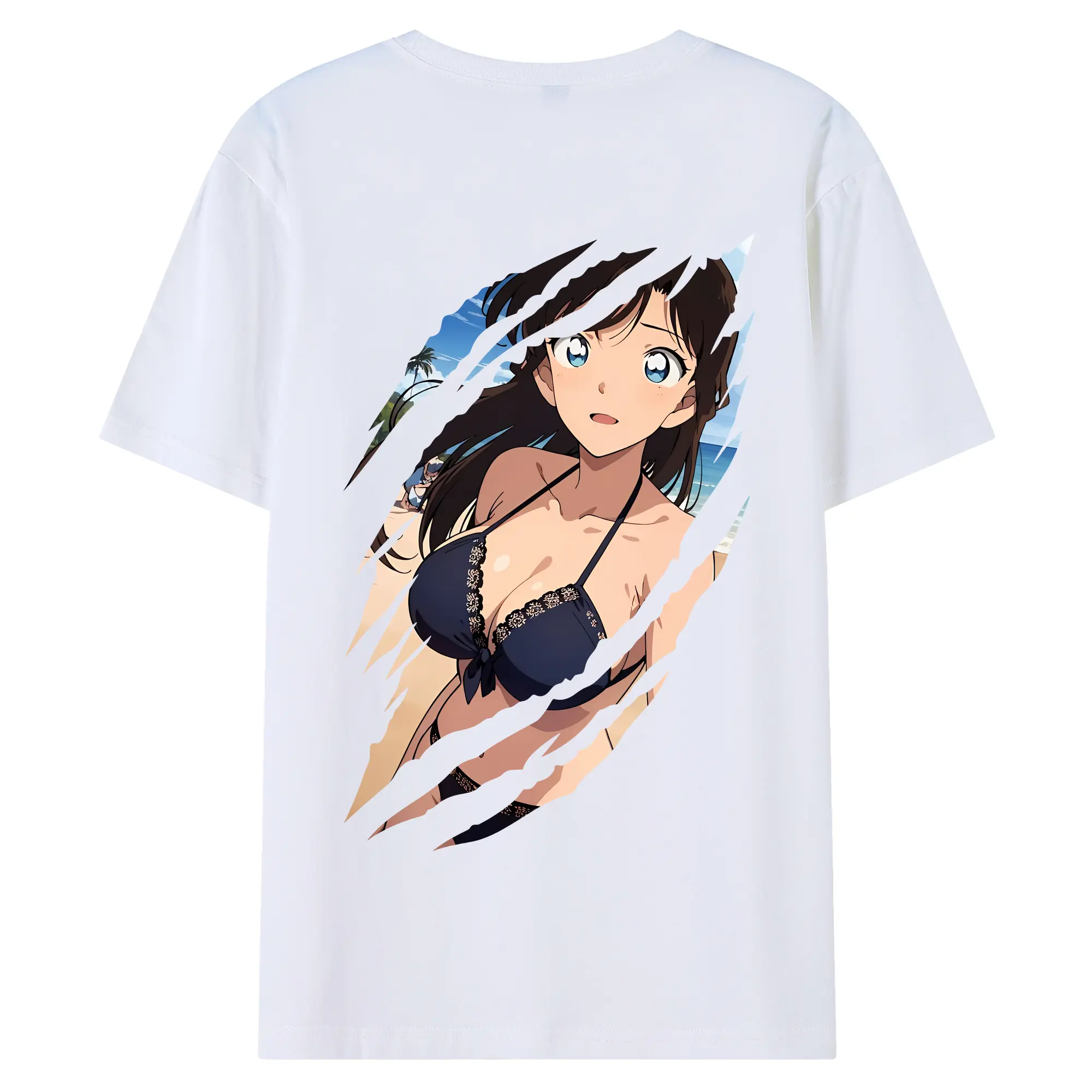 名探偵コナン グッズ 毛利 蘭 - 綿100％ 半袖Tシャツ ・ バックプリント ・ 快適 通気性 ・ 日常使い 散歩 スポーツ用